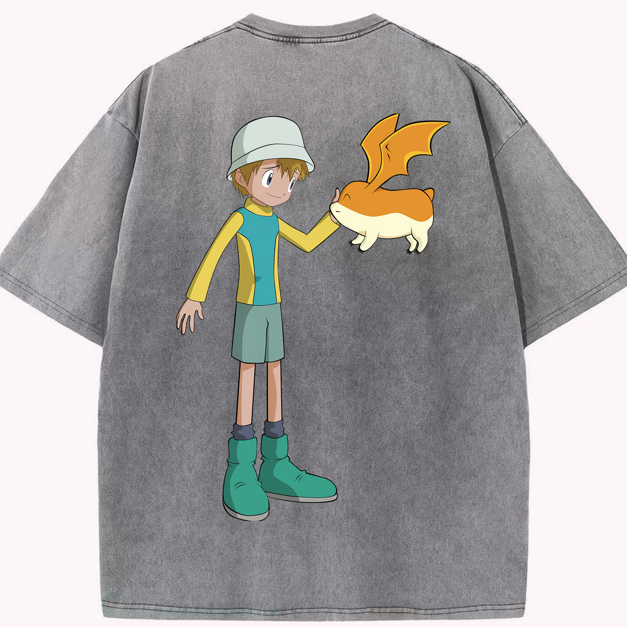 （画像用） Digimon デジタルモンスター/デジモン 綿100% ヴィンテージ風 半袖Tシャツ（背面プリント）