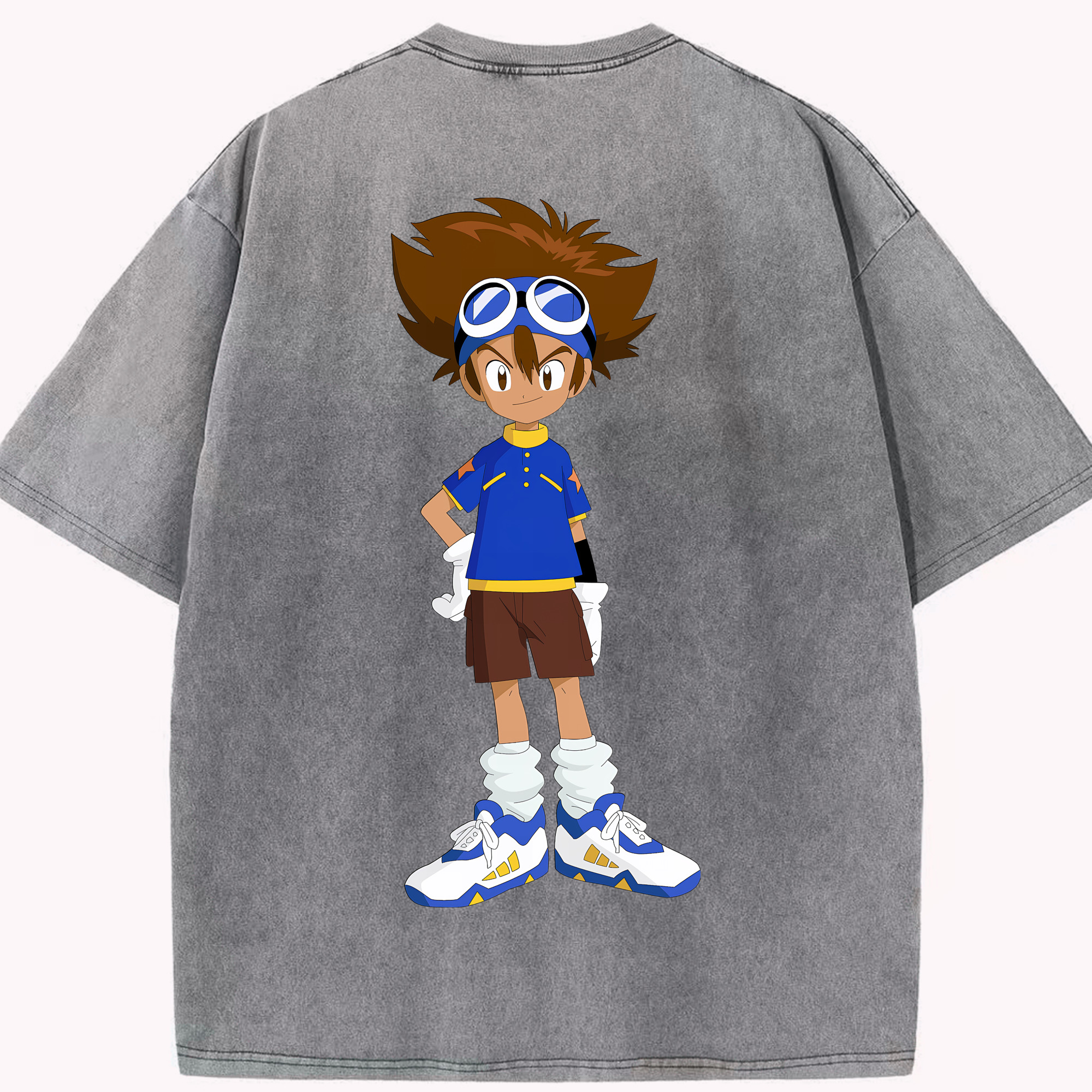 （画像用） Digimon デジタルモンスター/デジモン 綿100% ヴィンテージ風 半袖Tシャツ（背面プリント）