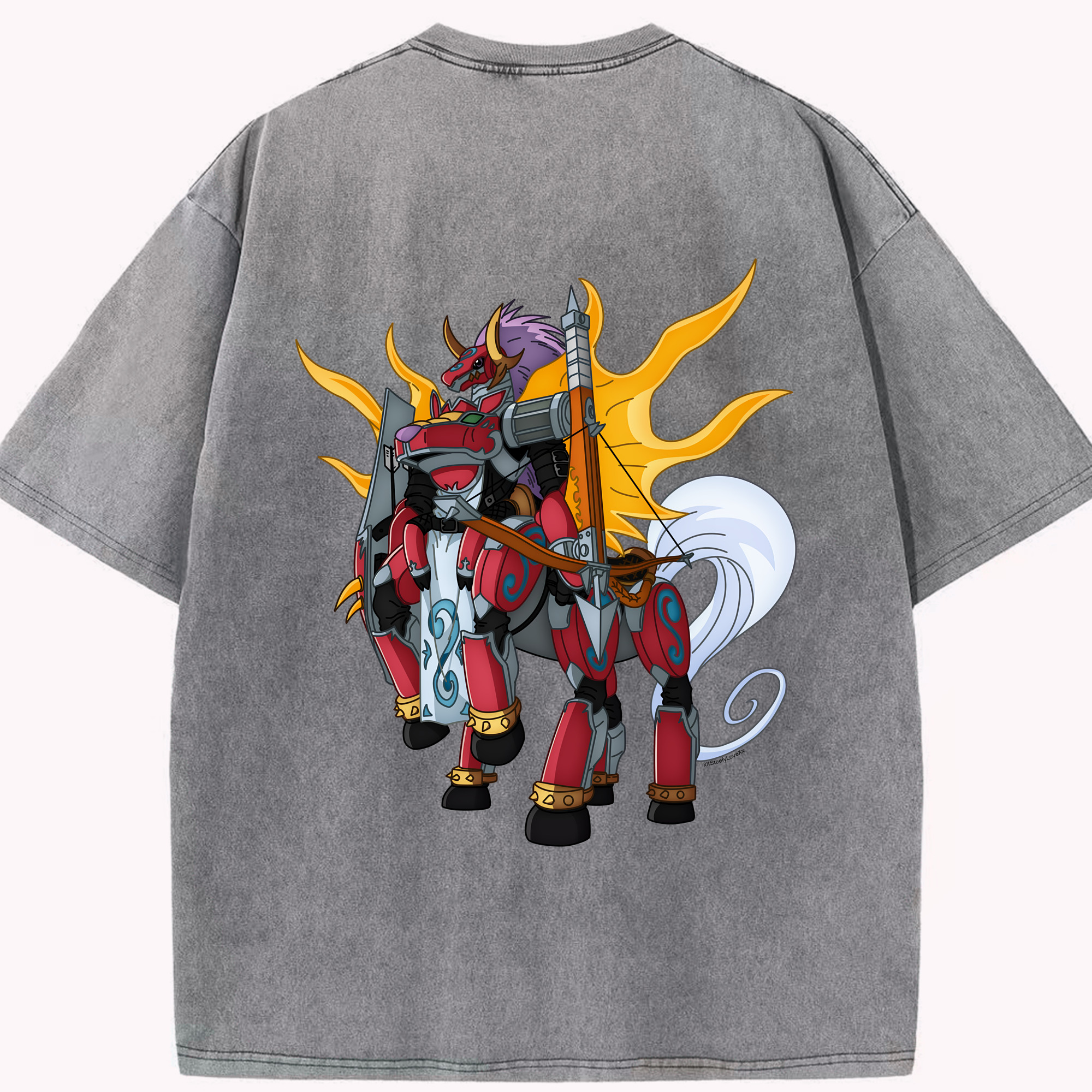 （画像用） Digimon デジタルモンスター/デジモン 綿100% ヴィンテージ風 半袖Tシャツ（背面プリント）