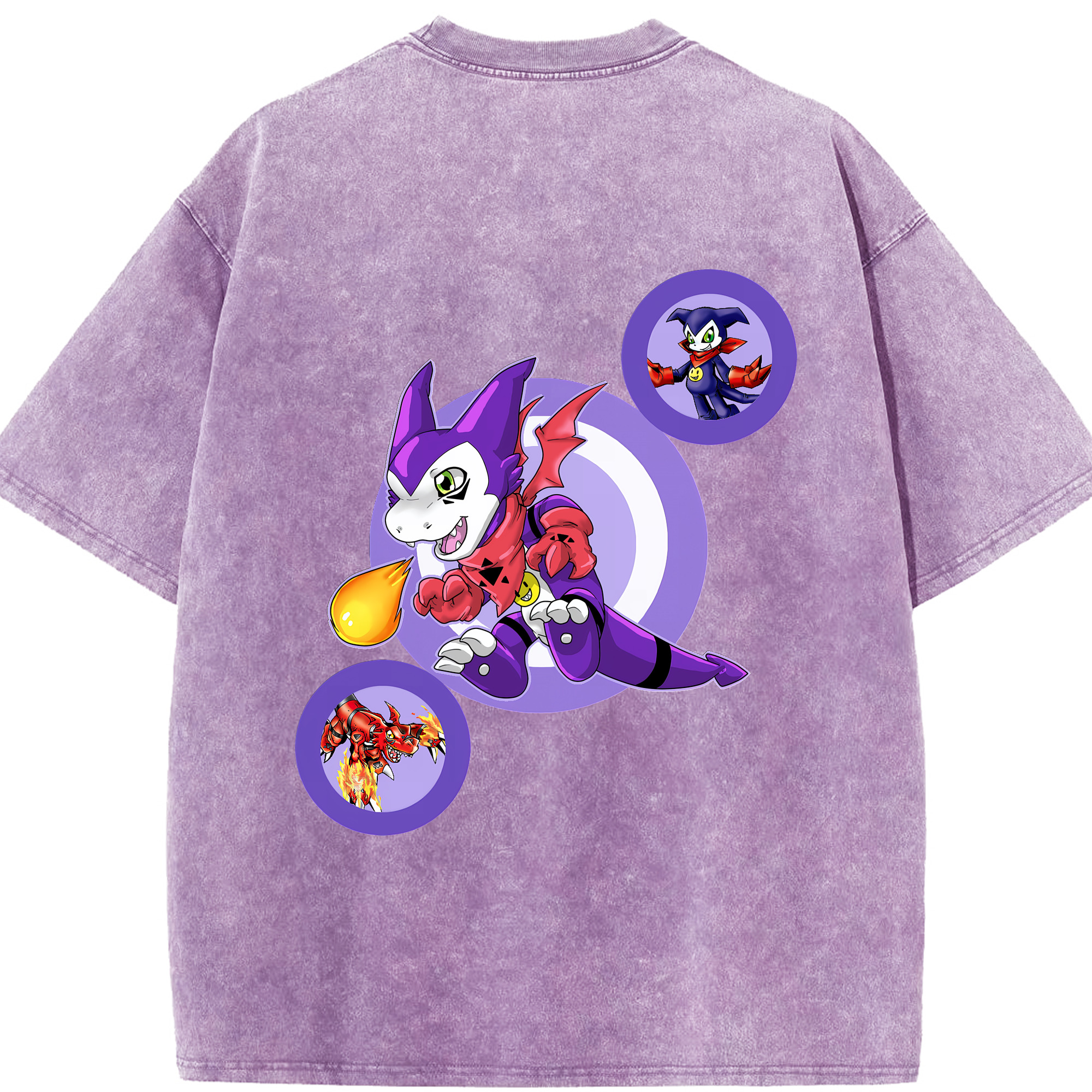 （画像用） Digimon デジタルモンスター/デジモン 綿100% ヴィンテージ風 半袖Tシャツ（背面プリント）