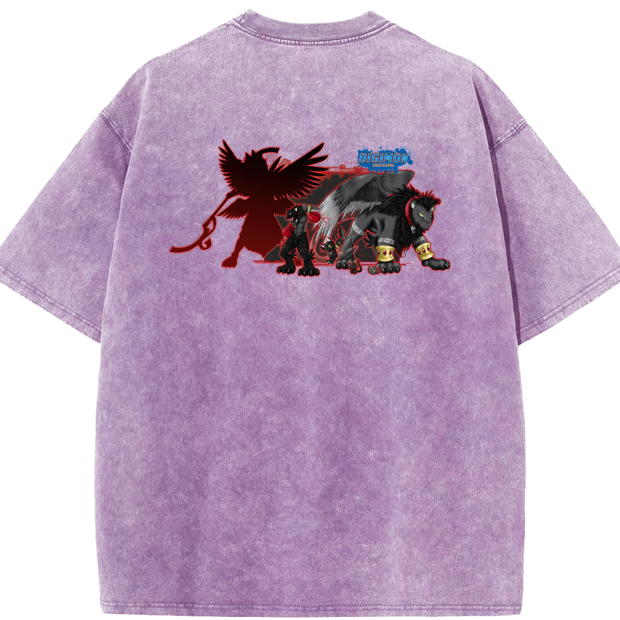 （画像用） Digimon デジタルモンスター/デジモン 綿100% ヴィンテージ風 半袖Tシャツ（背面プリント）