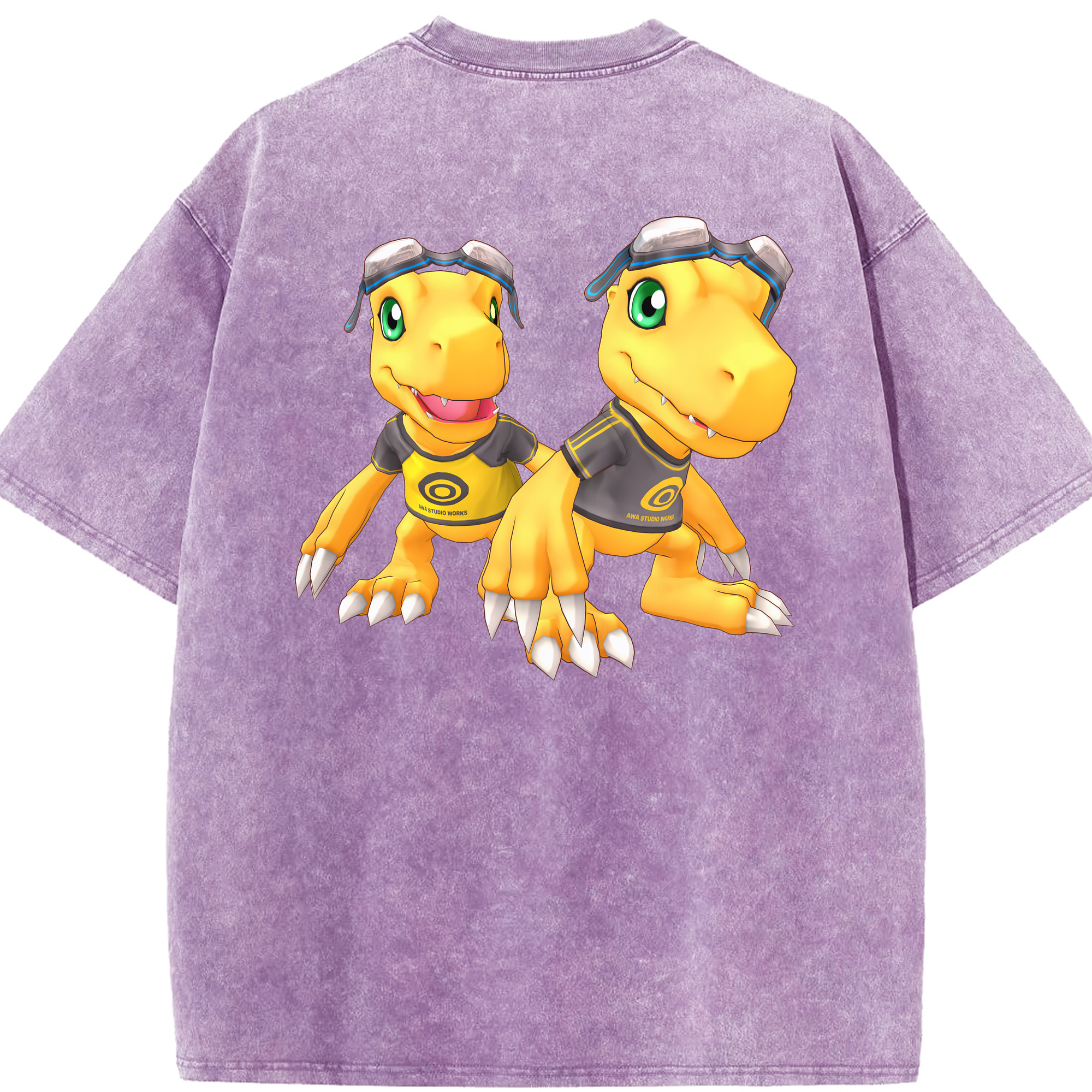 （画像用） Digimon デジタルモンスター/デジモン 綿100% ヴィンテージ風 半袖Tシャツ（背面プリント）