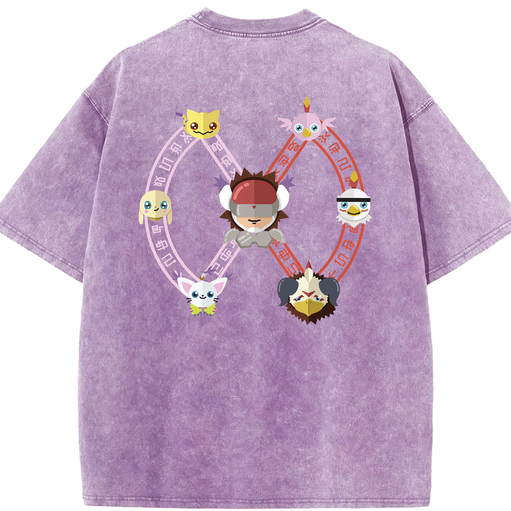 （画像用） Digimon デジタルモンスター/デジモン 綿100% ヴィンテージ風 半袖Tシャツ（背面プリント）