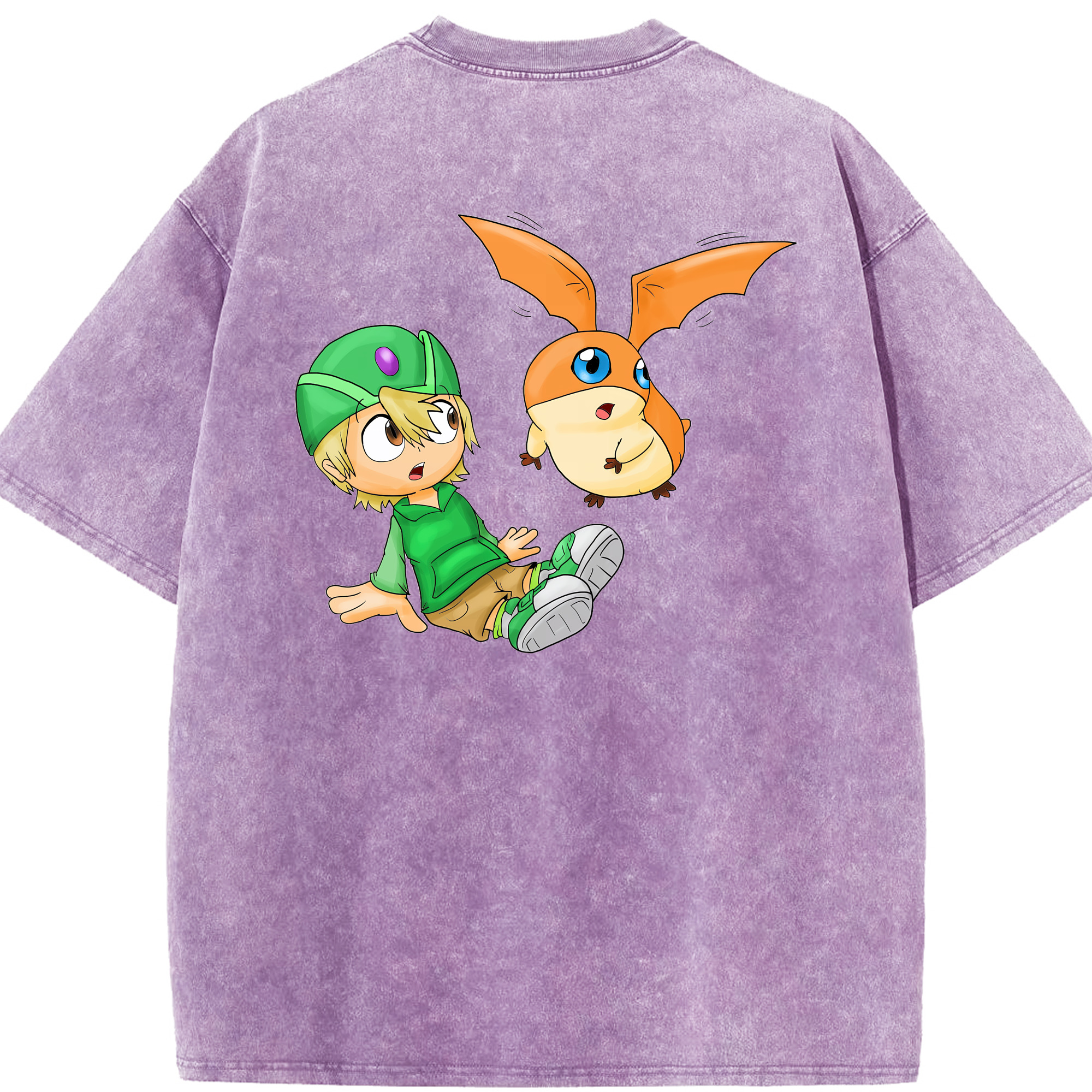 （画像用） Digimon デジタルモンスター/デジモン 綿100% ヴィンテージ風 半袖Tシャツ（背面プリント）