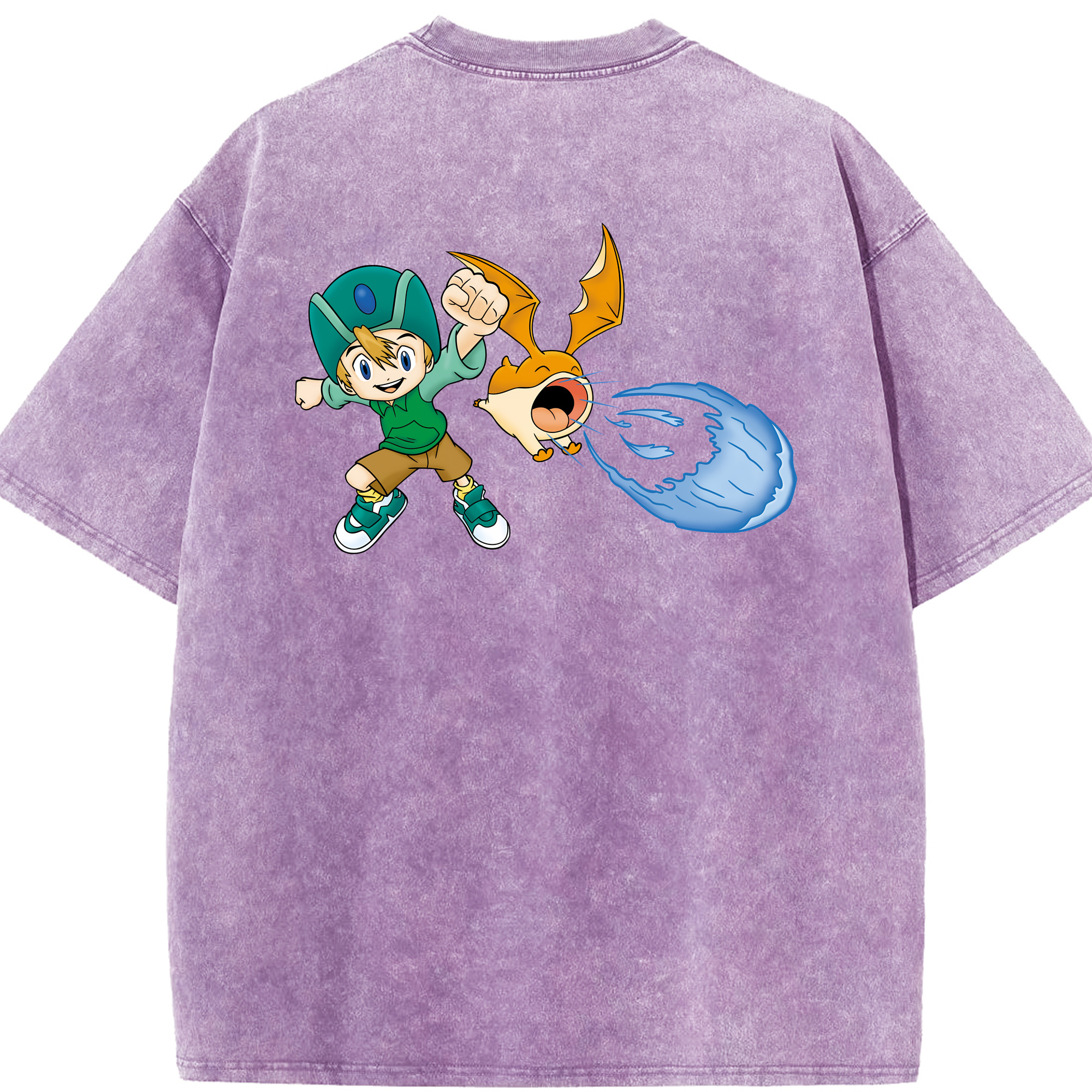 （画像用） Digimon デジタルモンスター/デジモン 綿100% ヴィンテージ風 半袖Tシャツ（背面プリント）