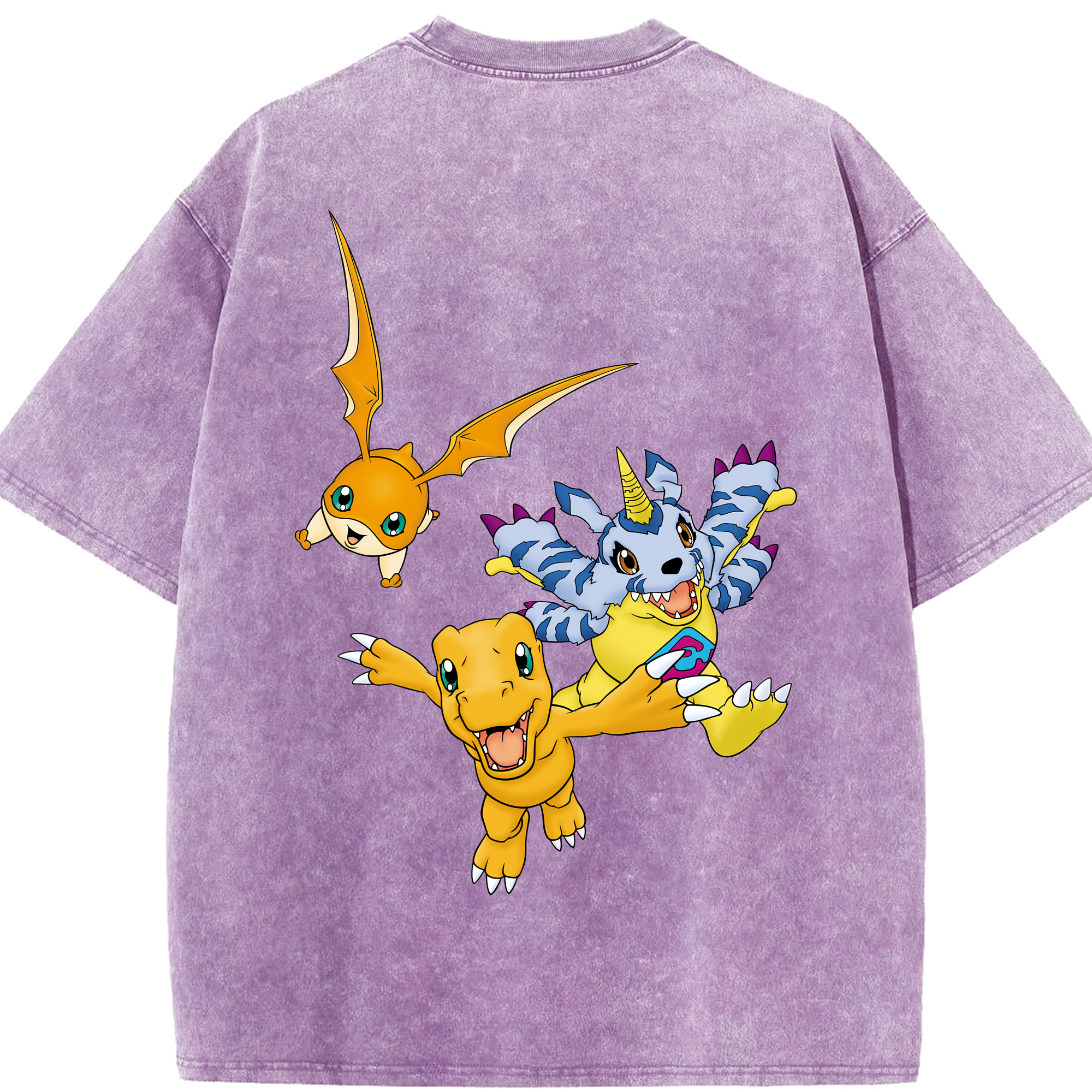 （画像用） Digimon デジタルモンスター/デジモン 綿100% ヴィンテージ風 半袖Tシャツ（背面プリント）