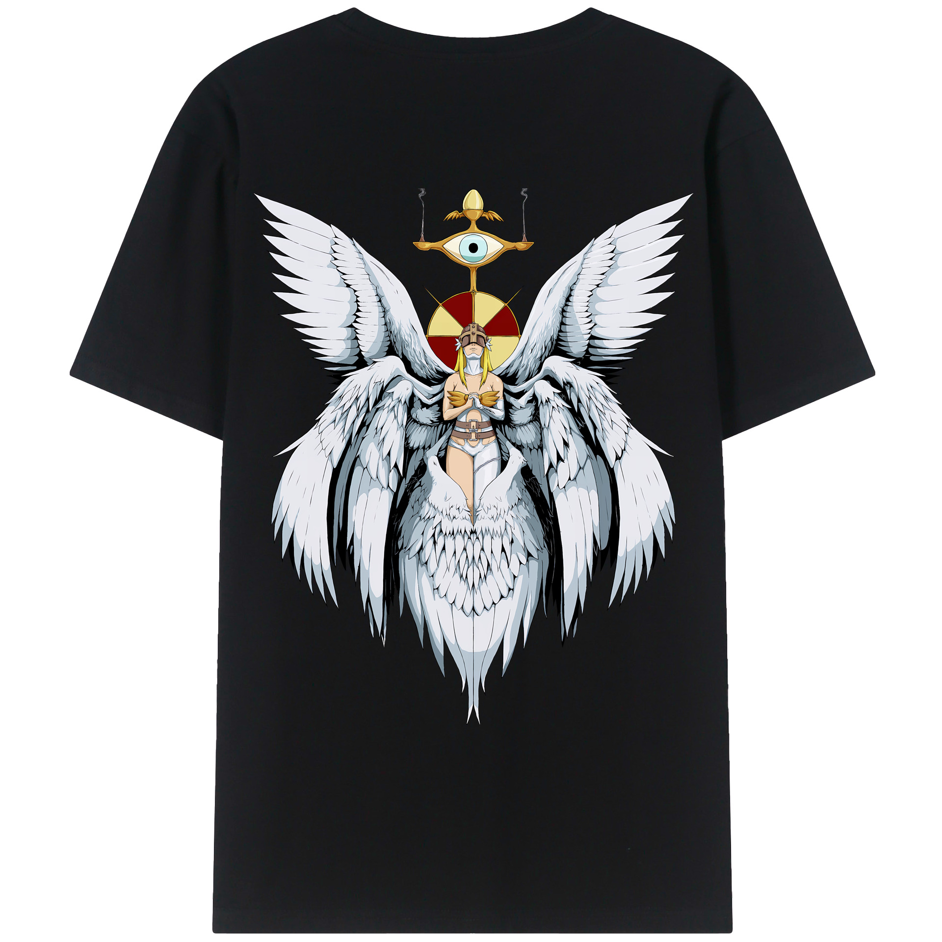 （画像用） Digimon デジタルモンスター/デジモン 綿100％ メンズ半袖Tシャツ（バックプリント） 通気性