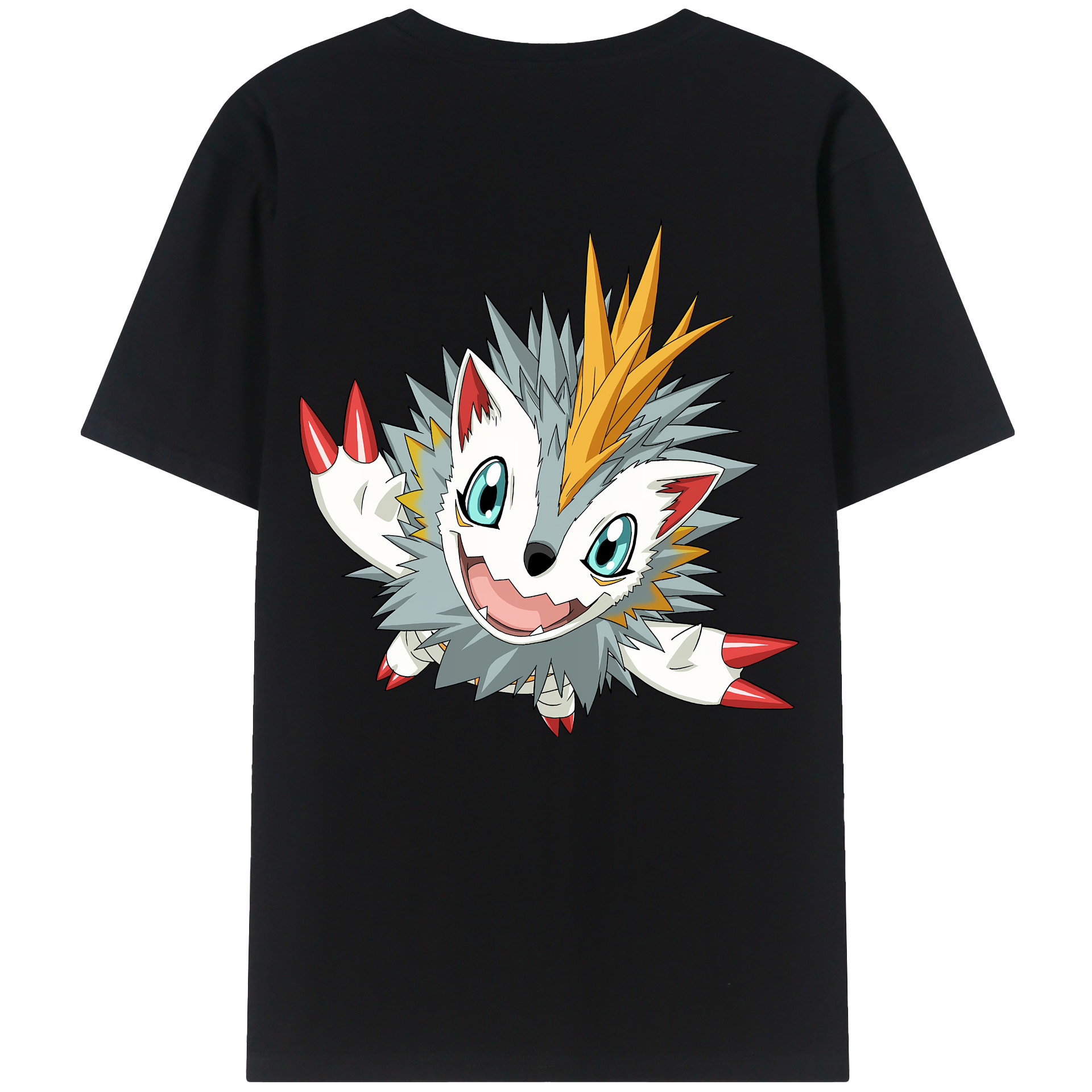 （画像用） Digimon デジタルモンスター/デジモン 綿100％ メンズ半袖Tシャツ（バックプリント） 通気性