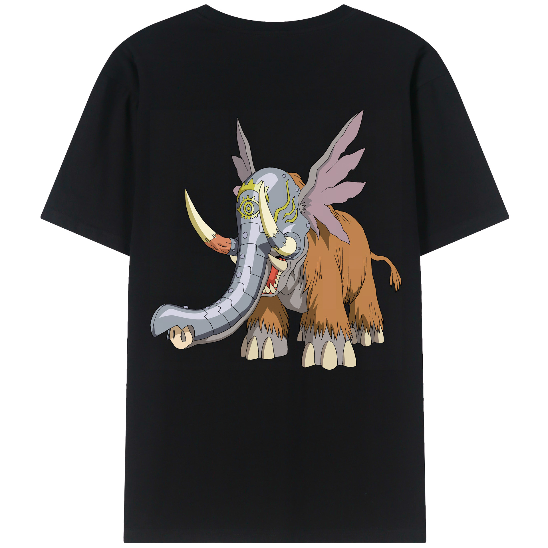 （画像用） Digimon デジタルモンスター/デジモン 綿100％ メンズ半袖Tシャツ（バックプリント） 通気性