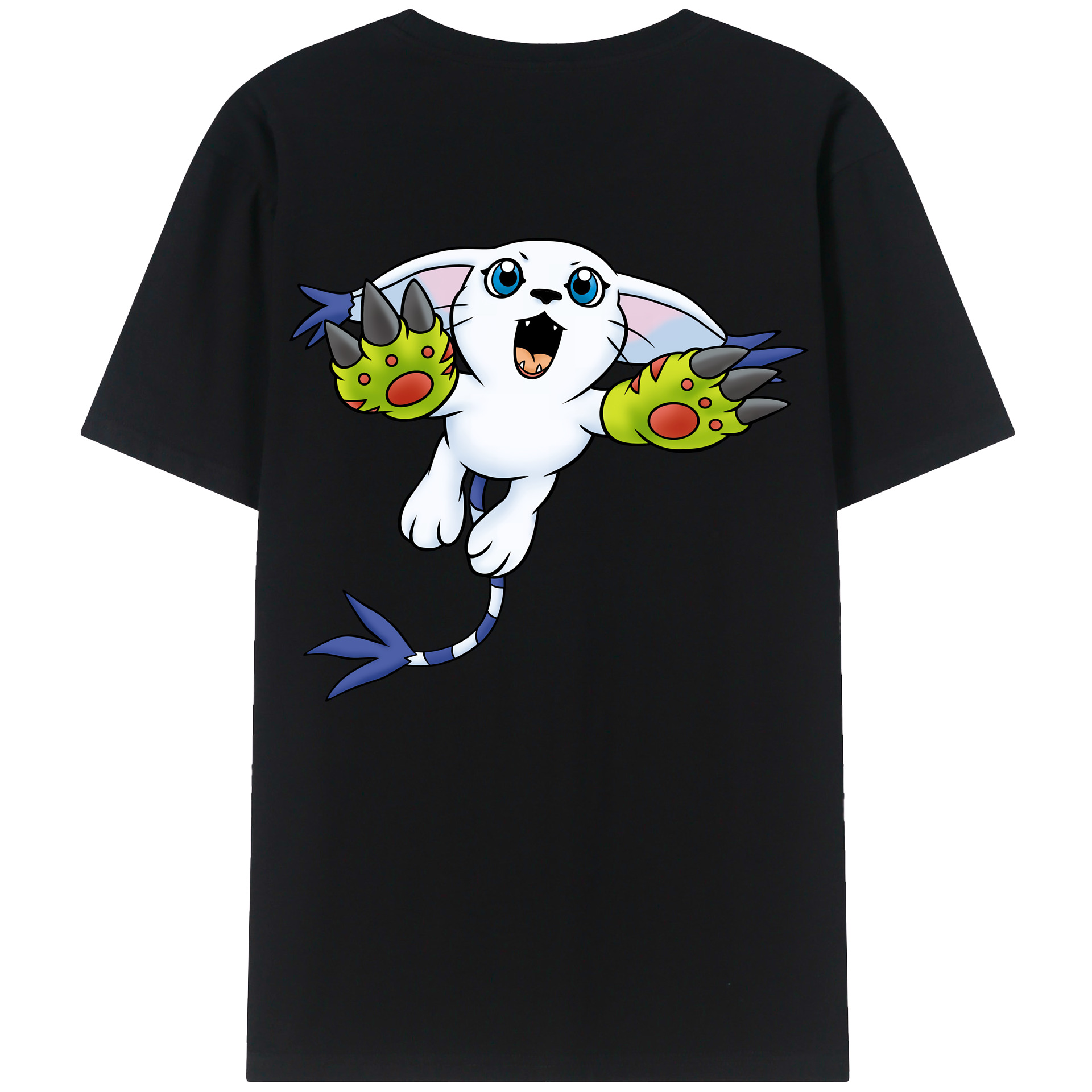 （画像用） Digimon デジタルモンスター/デジモン 綿100％ メンズ半袖Tシャツ（バックプリント） 通気性