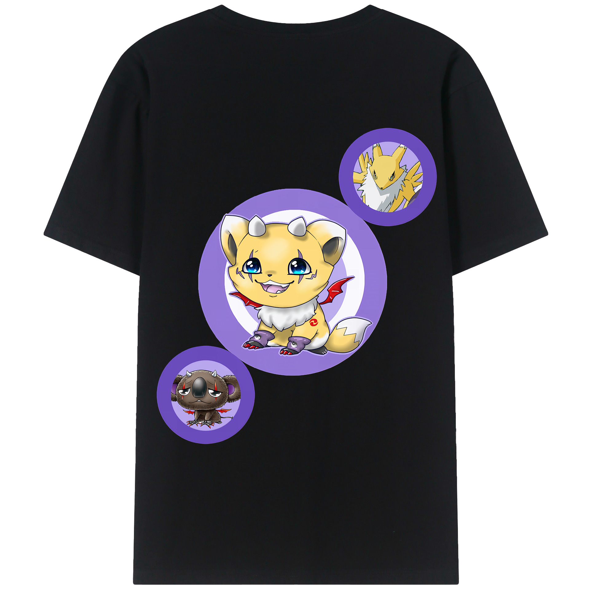 （画像用） Digimon デジタルモンスター/デジモン 綿100％ メンズ半袖Tシャツ（バックプリント） 通気性