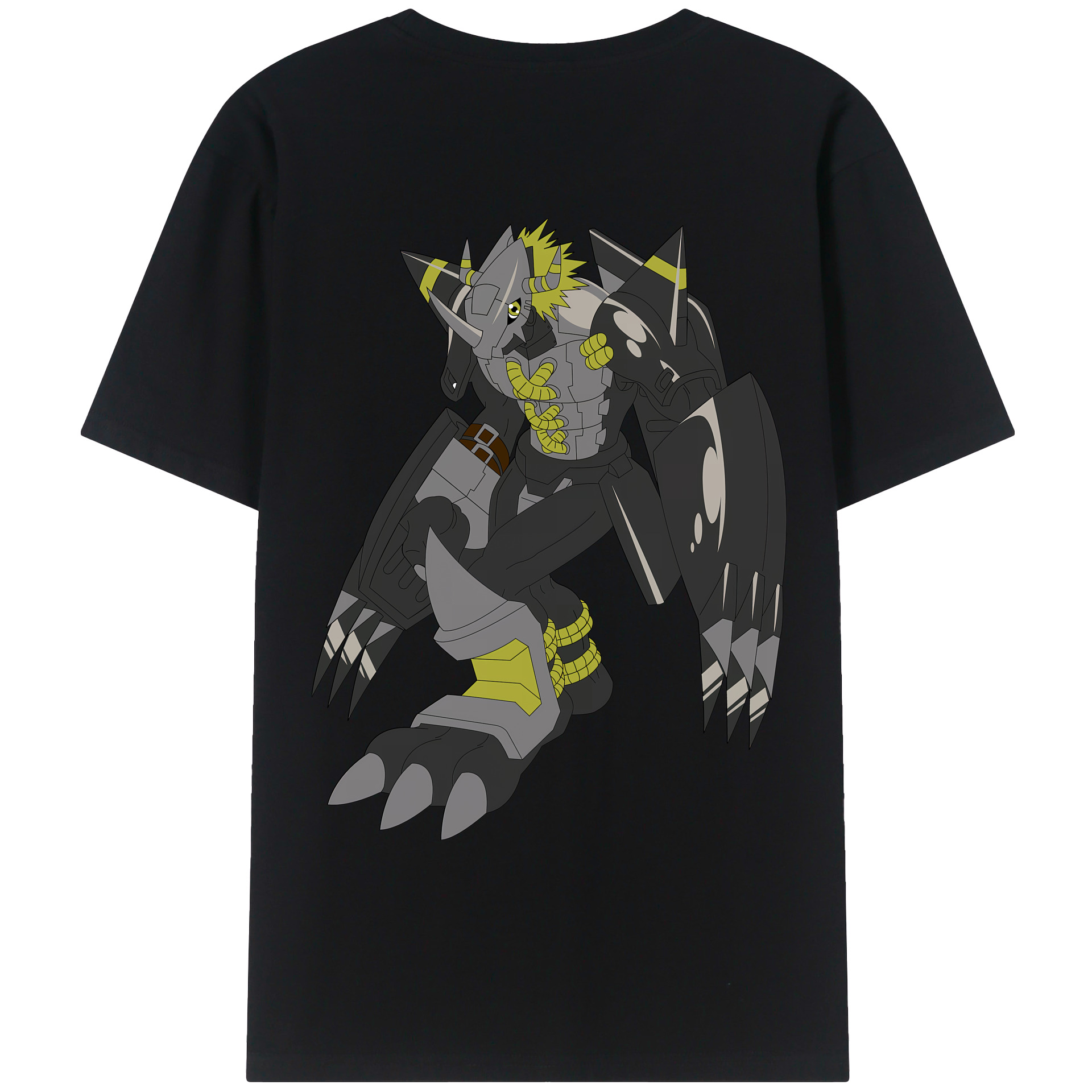 （画像用） Digimon デジタルモンスター/デジモン 綿100％ メンズ半袖Tシャツ（バックプリント） 通気性