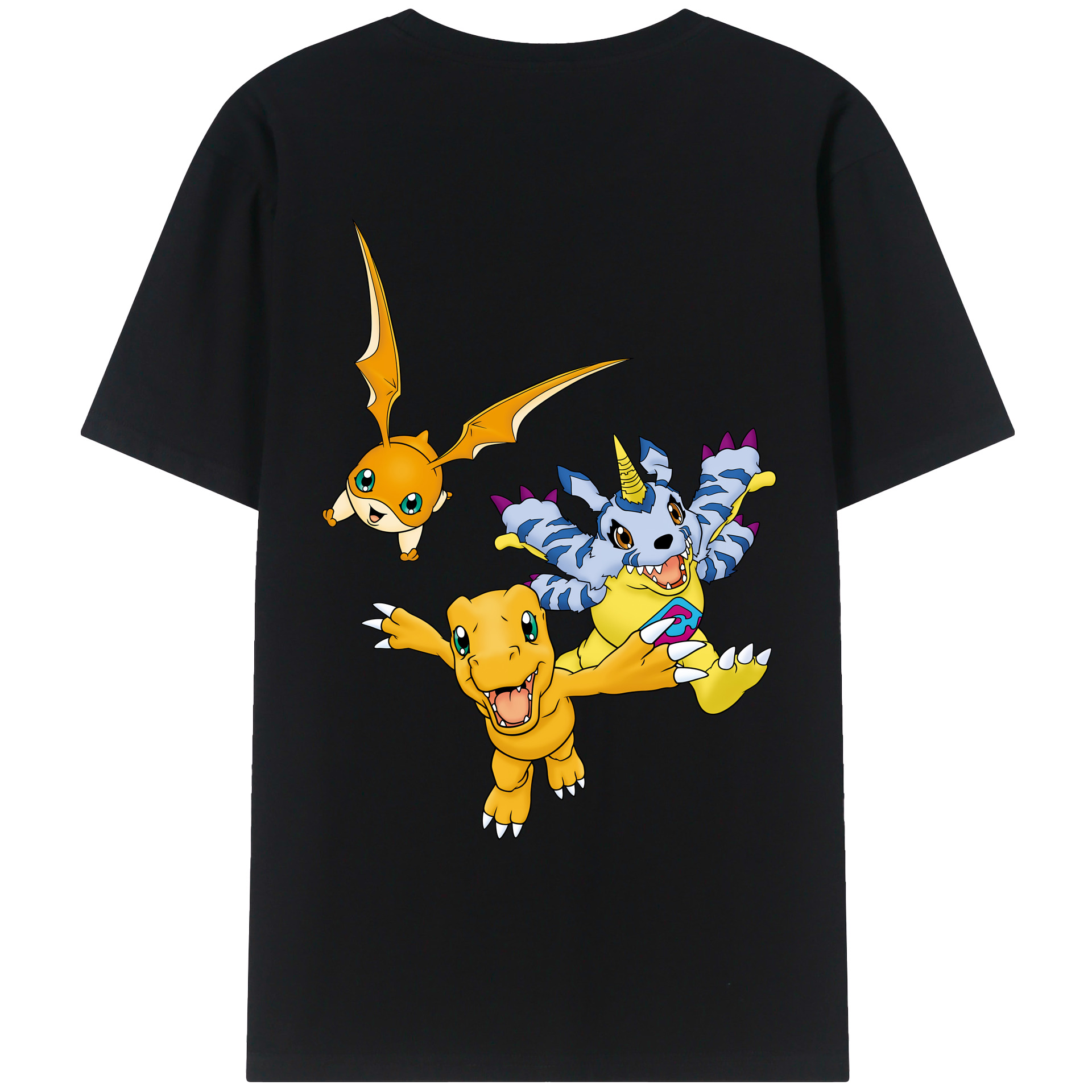 （画像用） Digimon デジタルモンスター/デジモン 綿100％ メンズ半袖Tシャツ（バックプリント） 通気性