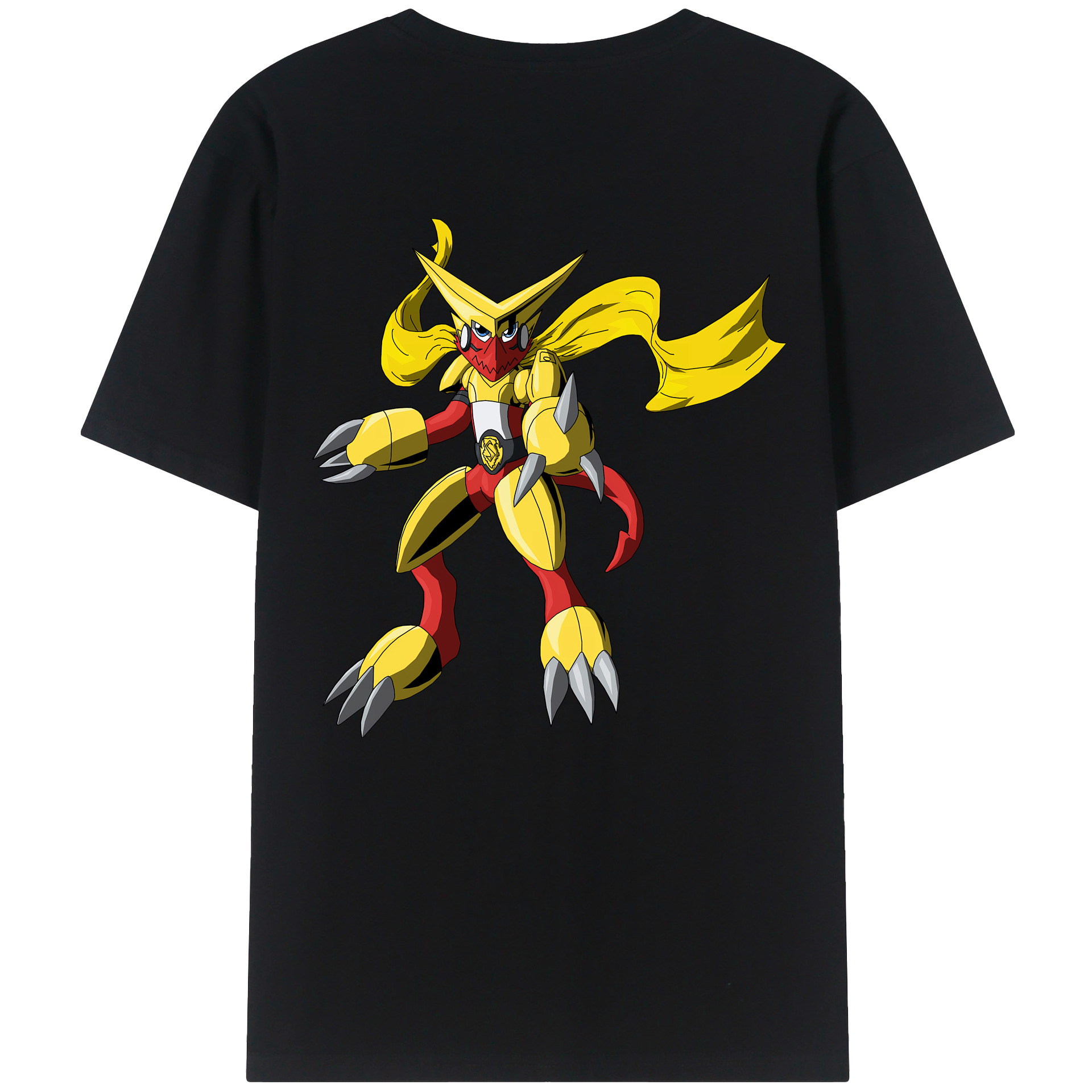 （画像用） Digimon デジタルモンスター/デジモン 綿100％ メンズ半袖Tシャツ（バックプリント） 通気性