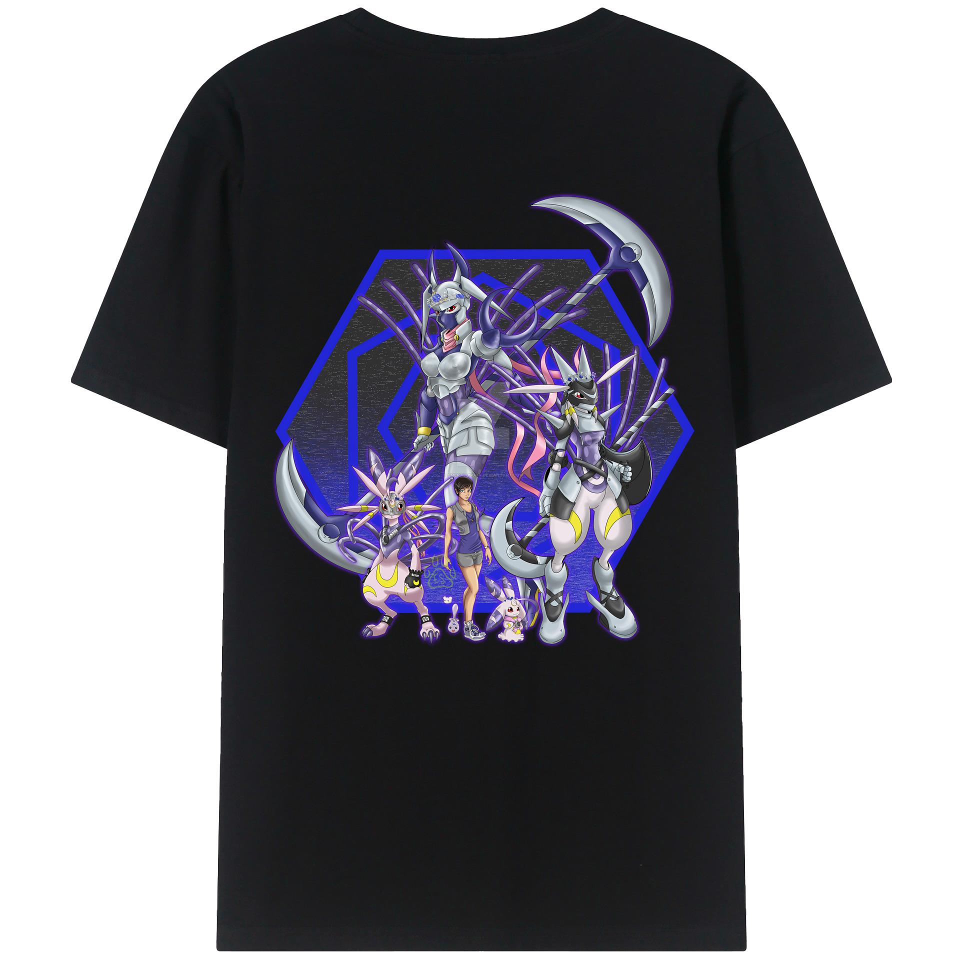 （画像用） Digimon デジタルモンスター/デジモン 綿100％ メンズ半袖Tシャツ（バックプリント） 通気性