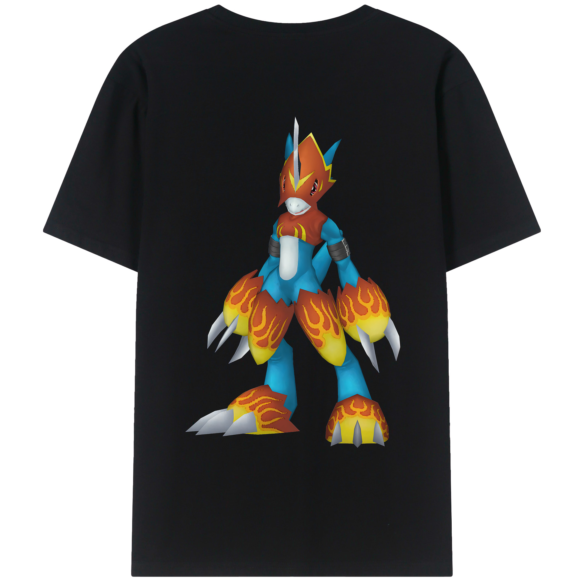 （画像用） Digimon デジタルモンスター/デジモン 綿100％ メンズ半袖Tシャツ（バックプリント） 通気性