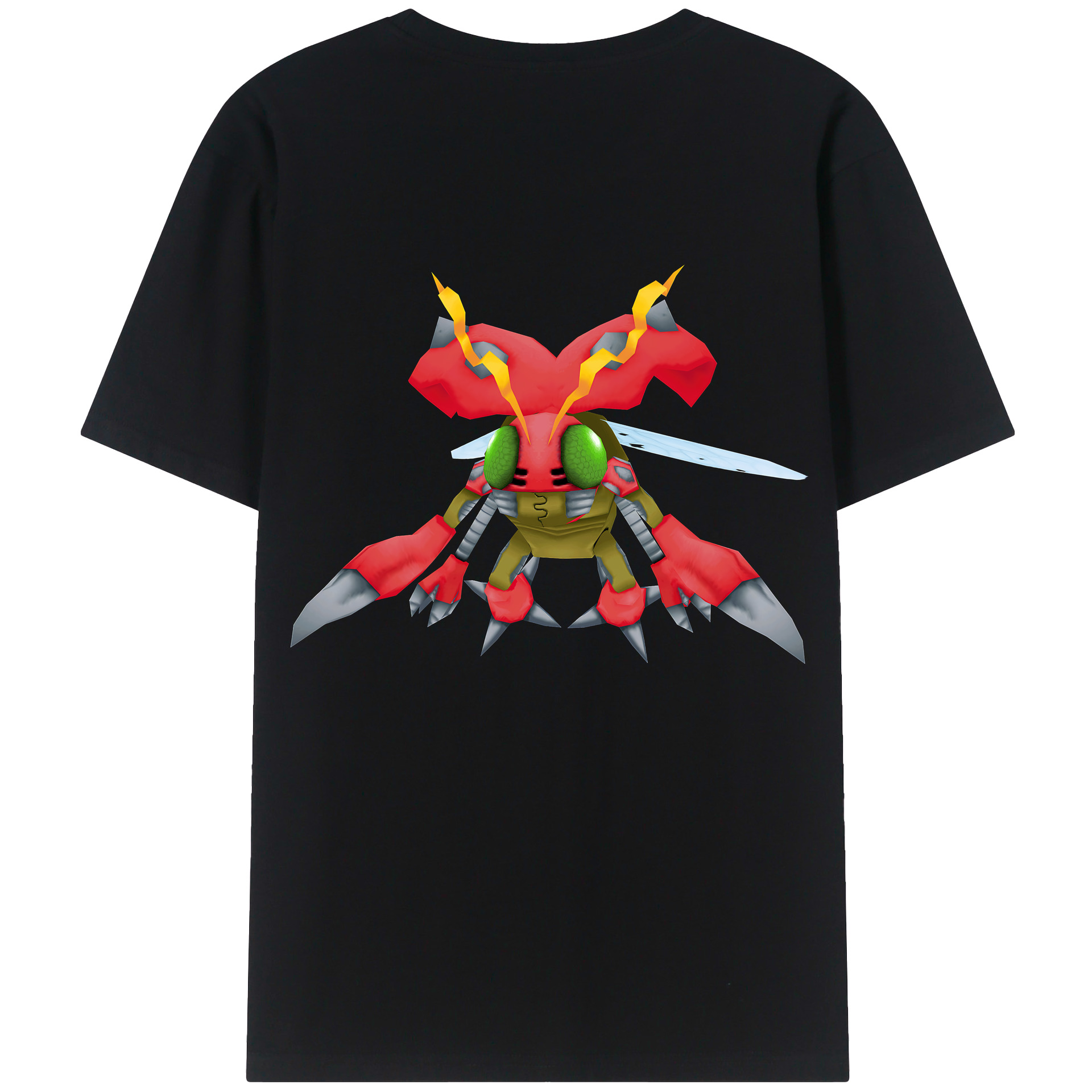 （画像用） Digimon デジタルモンスター/デジモン 綿100％ メンズ半袖Tシャツ（バックプリント） 通気性