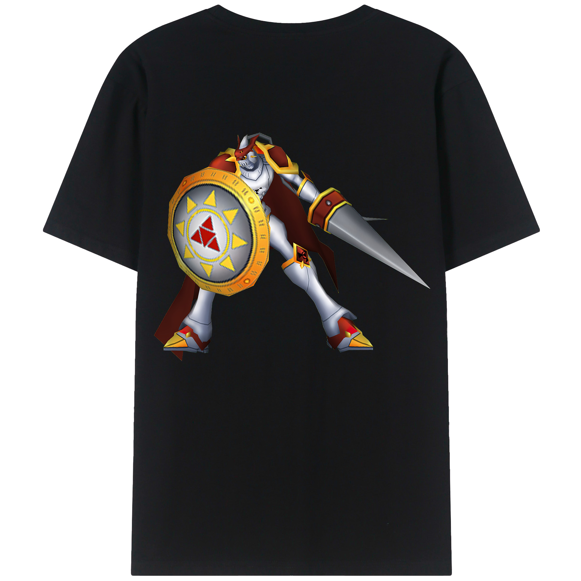 （画像用） Digimon デジタルモンスター/デジモン 綿100％ メンズ半袖Tシャツ（バックプリント） 通気性