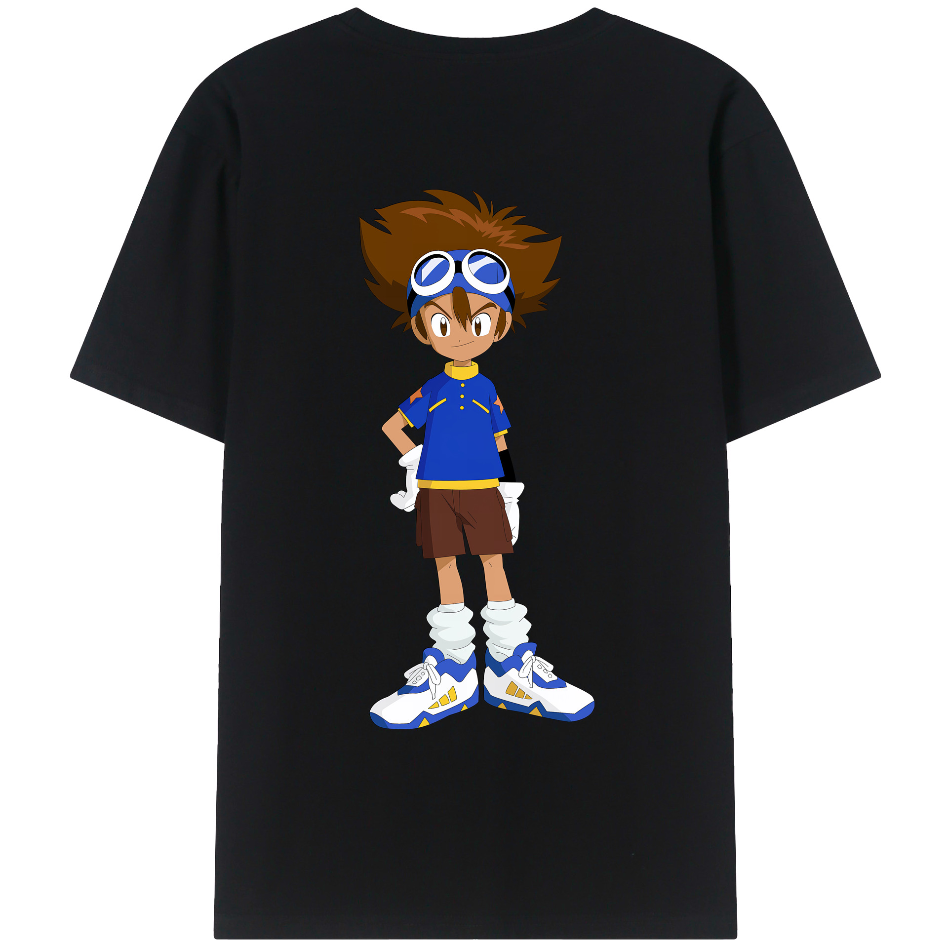（画像用） Digimon デジタルモンスター/デジモン 綿100％ メンズ半袖Tシャツ（バックプリント） 通気性