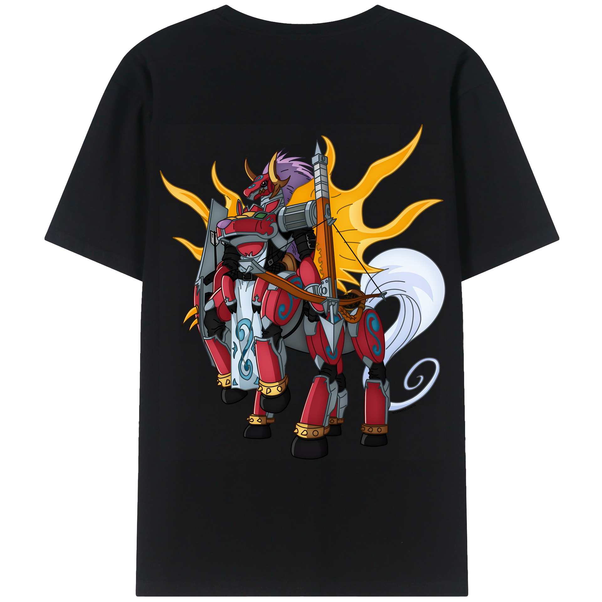 （画像用） Digimon デジタルモンスター/デジモン 綿100％ メンズ半袖Tシャツ（バックプリント） 通気性