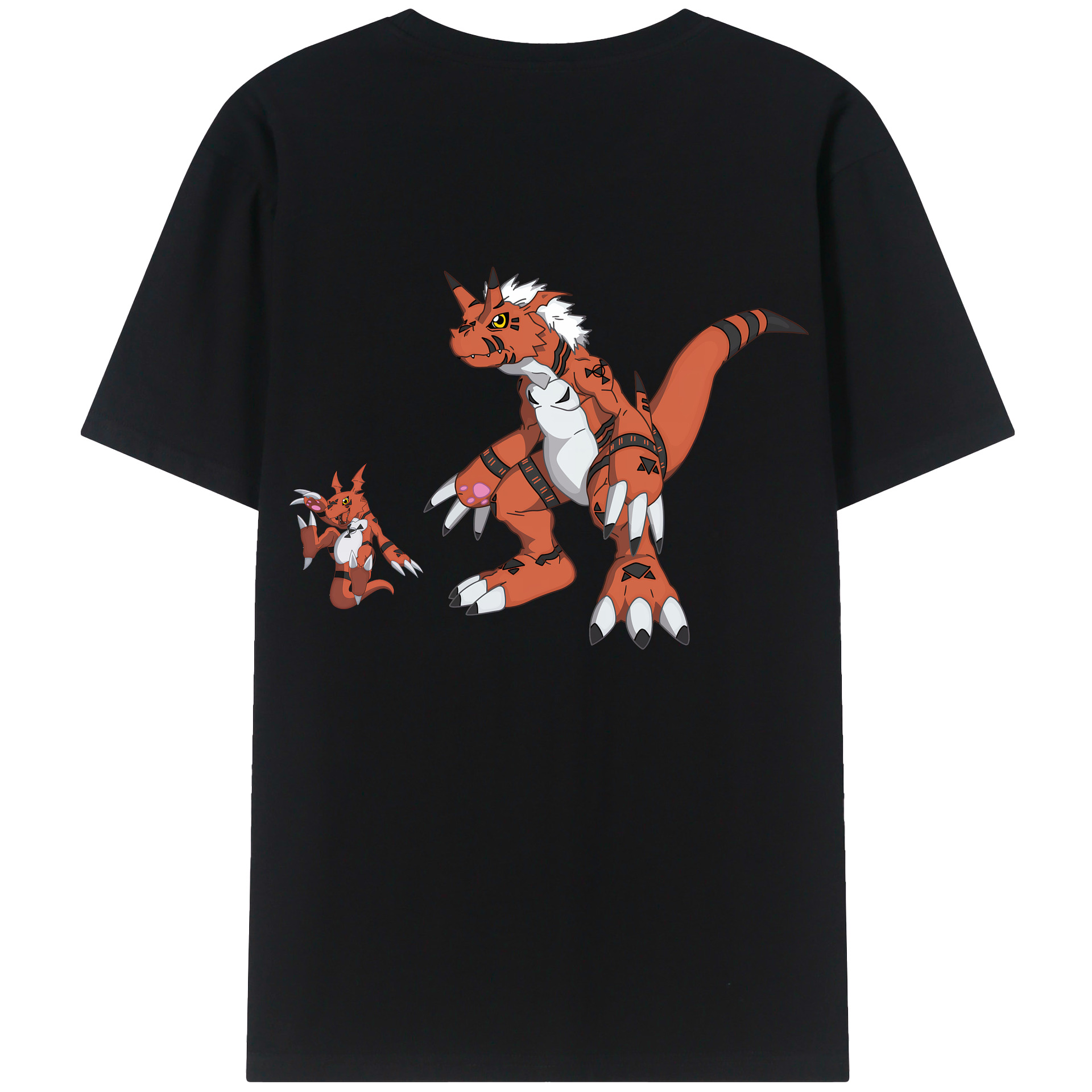 （画像用） Digimon デジタルモンスター/デジモン 綿100％ メンズ半袖Tシャツ（バックプリント） 通気性