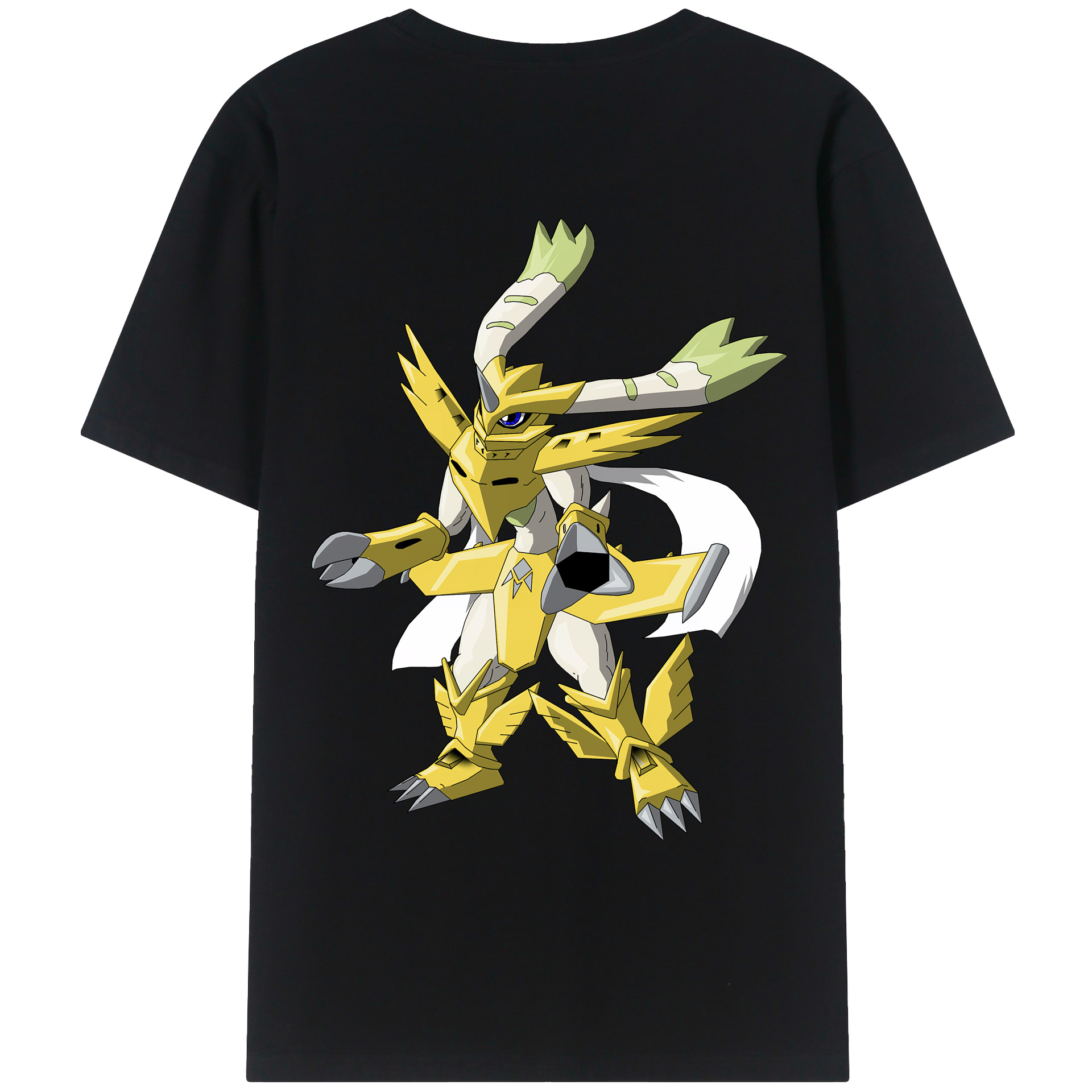 （画像用） Digimon デジタルモンスター/デジモン 綿100％ メンズ半袖Tシャツ（バックプリント） 通気性