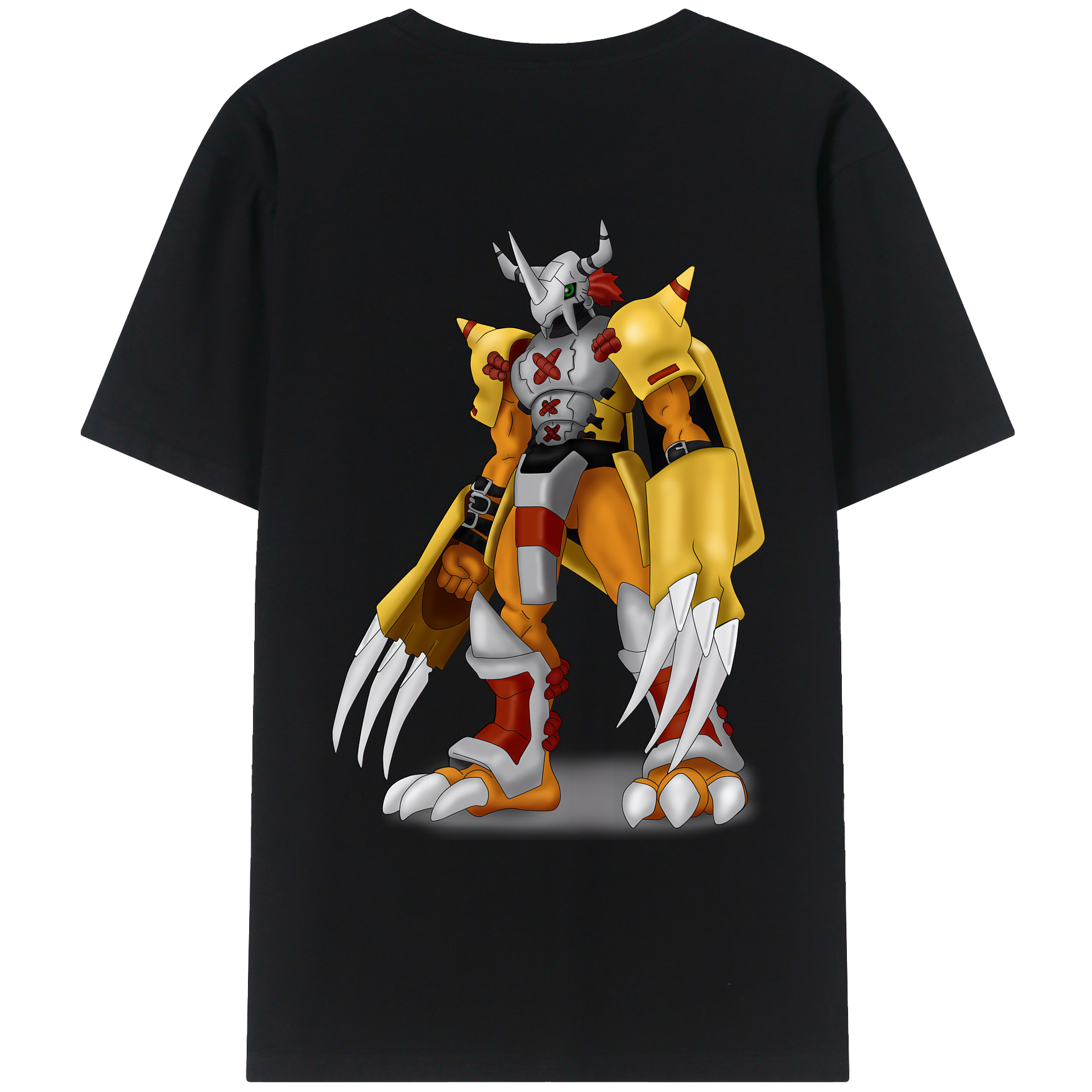 （画像用） Digimon デジタルモンスター/デジモン 綿100％ メンズ半袖Tシャツ（バックプリント） 通気性
