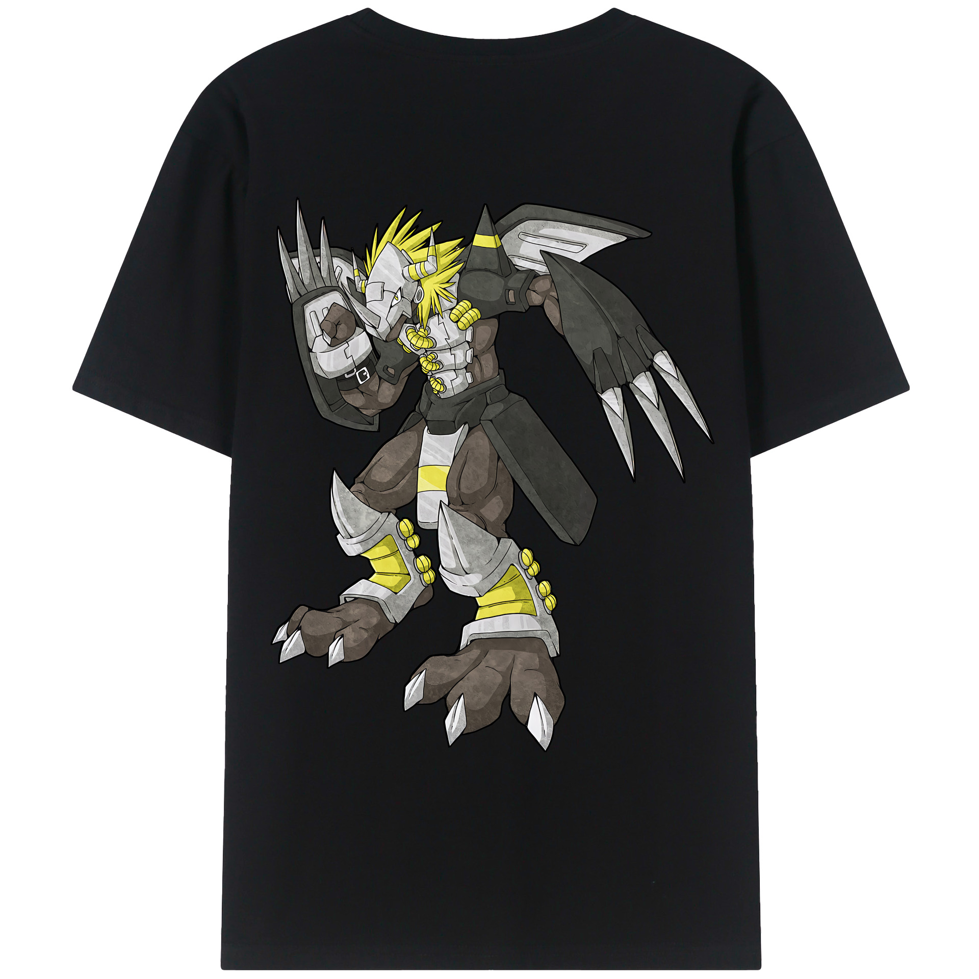 （画像用） Digimon デジタルモンスター/デジモン 綿100％ メンズ半袖Tシャツ（バックプリント） 通気性