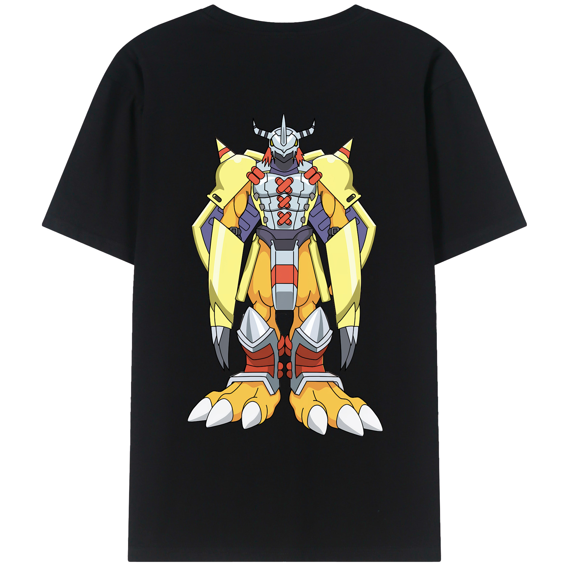 （画像用） Digimon デジタルモンスター/デジモン 綿100％ メンズ半袖Tシャツ（バックプリント） 通気性