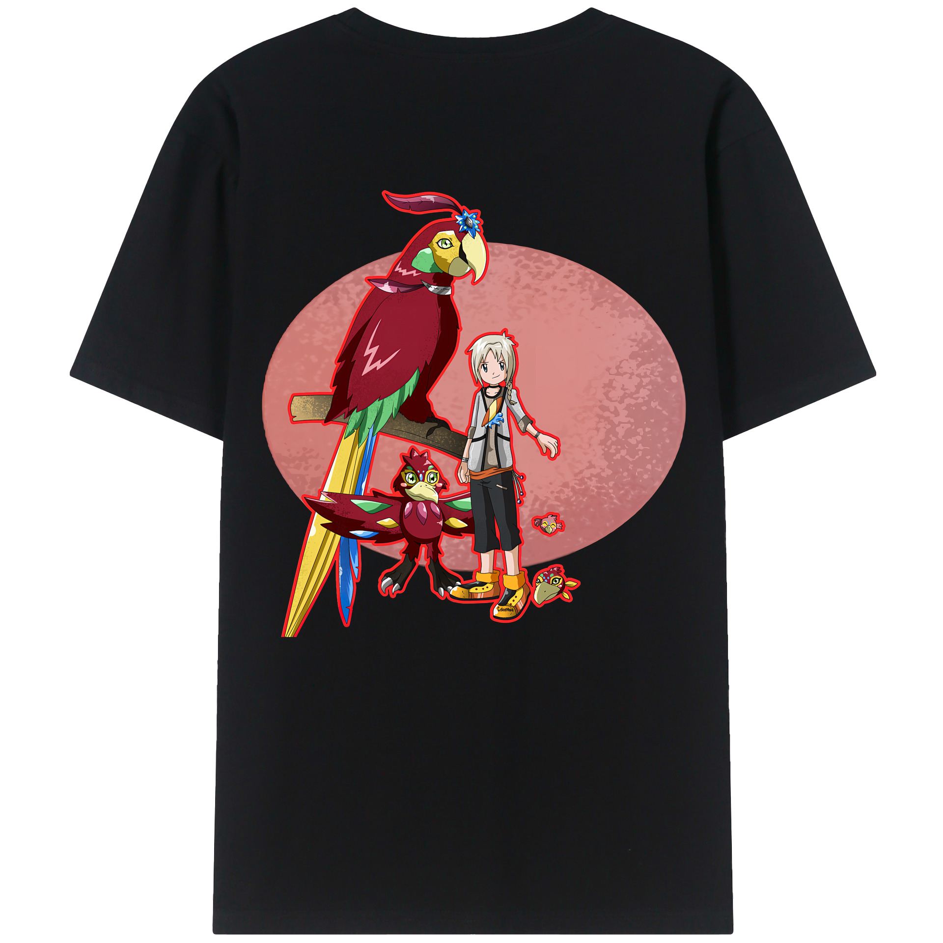 （画像用） Digimon デジタルモンスター/デジモン 綿100％ メンズ半袖Tシャツ（バックプリント） 通気性