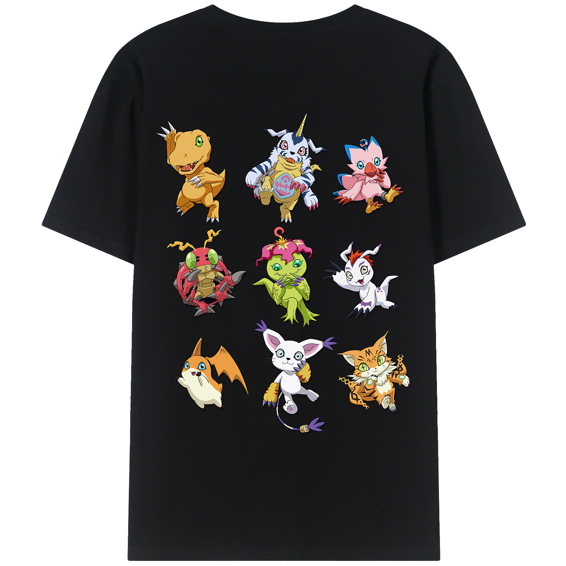 （画像用） Digimon デジタルモンスター/デジモン 綿100％ メンズ半袖Tシャツ（バックプリント） 通気性