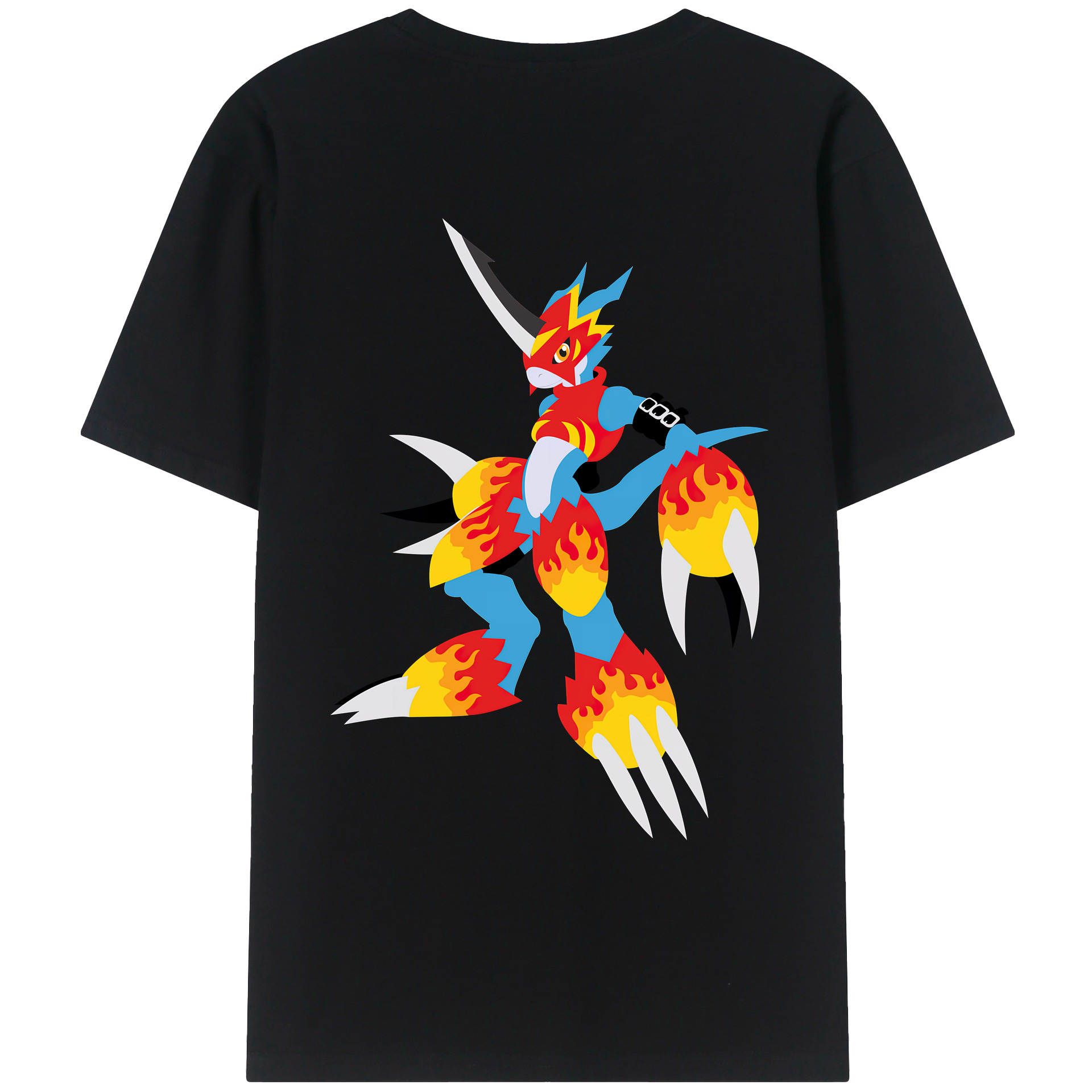 （画像用） Digimon デジタルモンスター/デジモン 綿100％ メンズ半袖Tシャツ（バックプリント） 通気性