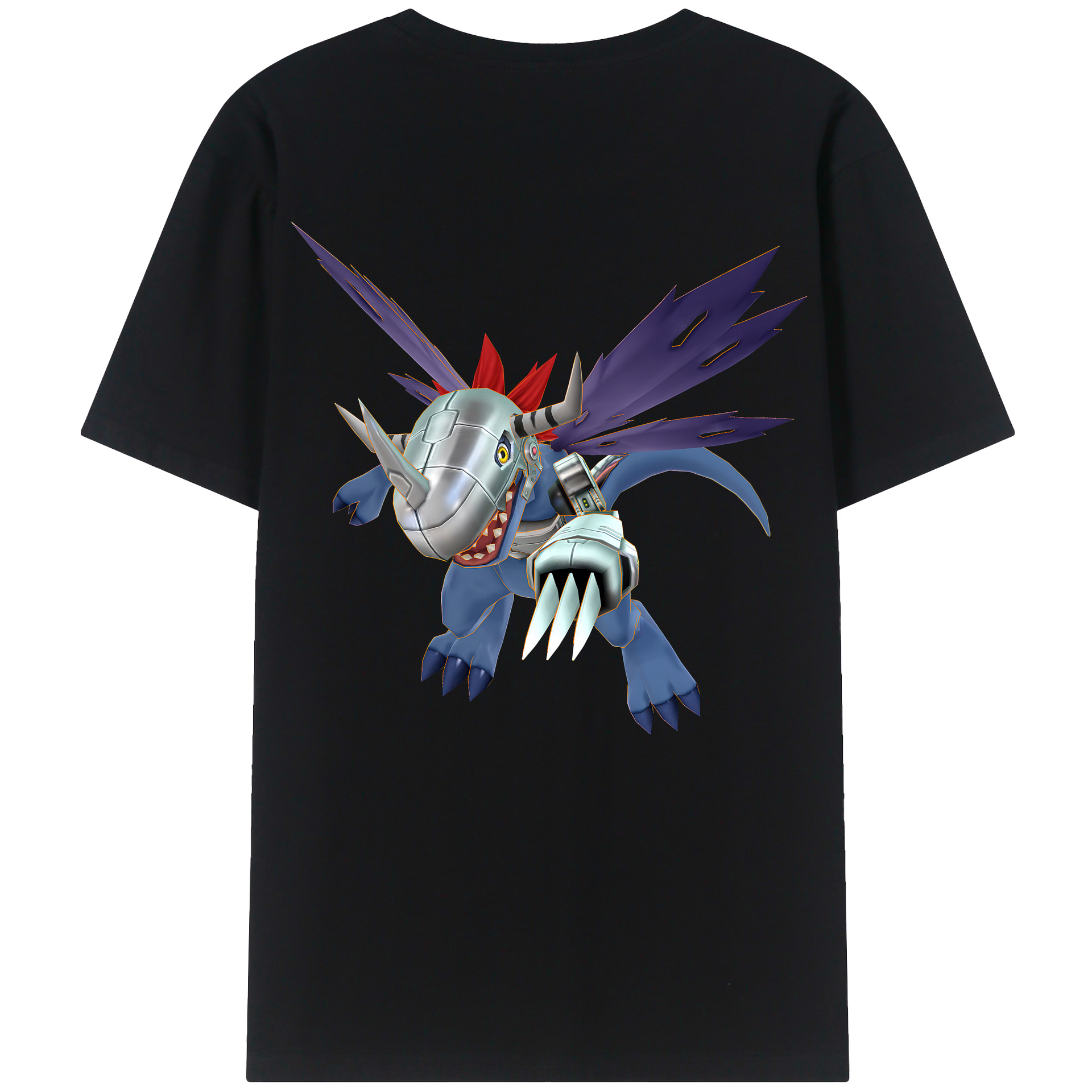 （画像用） Digimon デジタルモンスター/デジモン 綿100％ メンズ半袖Tシャツ（バックプリント） 通気性