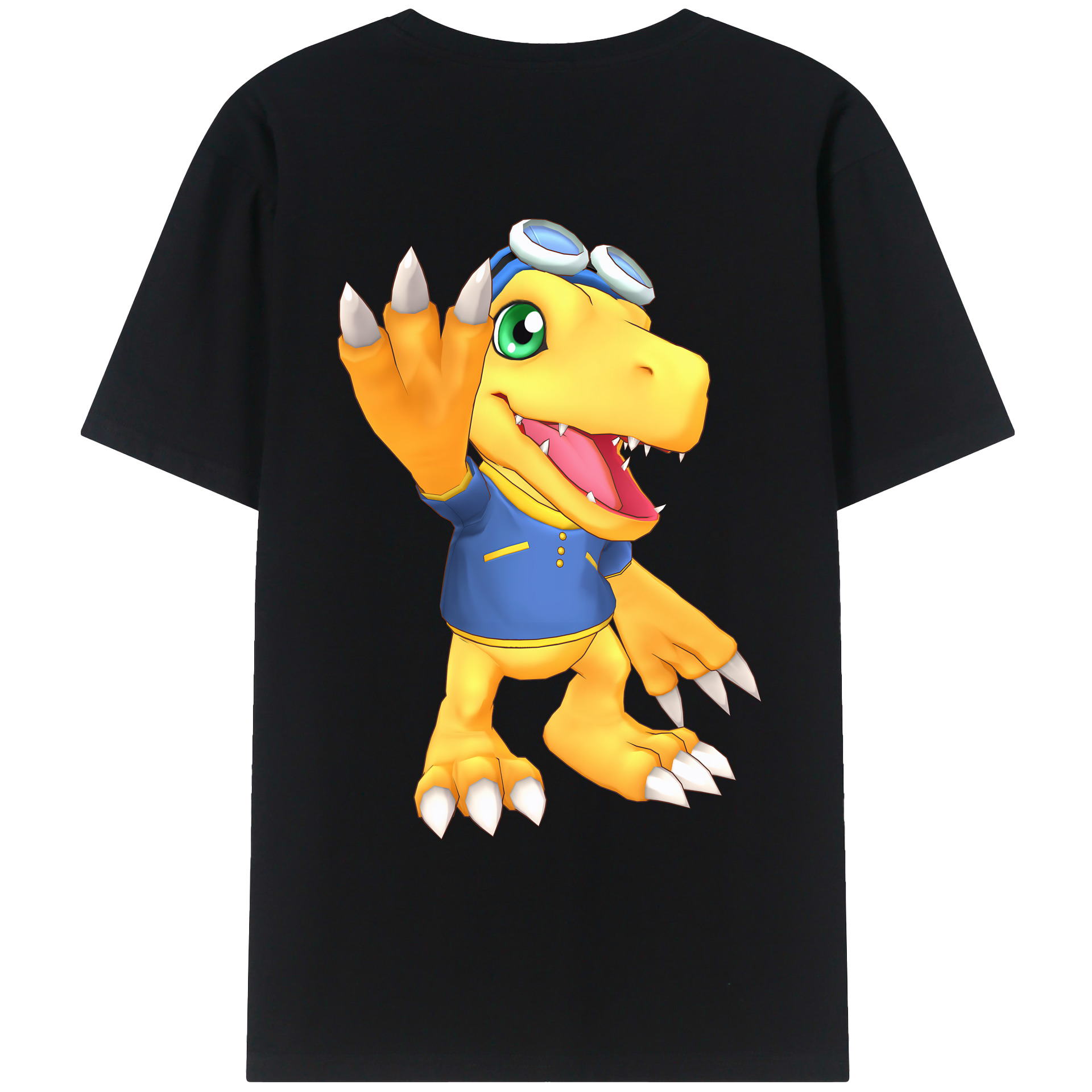 （画像用） Digimon デジタルモンスター/デジモン 綿100％ メンズ半袖Tシャツ（バックプリント） 通気性
