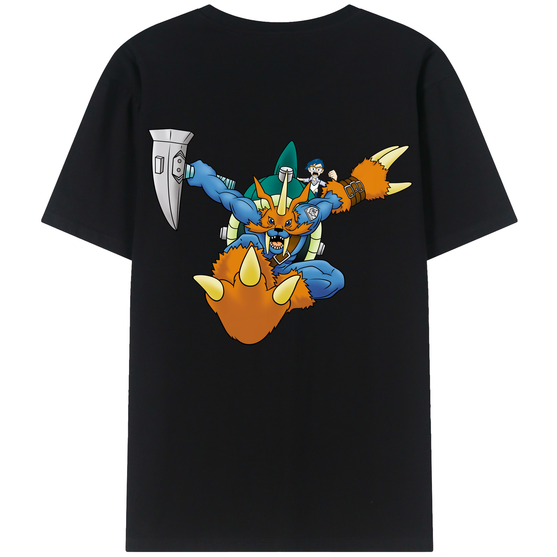 （画像用） Digimon デジタルモンスター/デジモン 綿100％ メンズ半袖Tシャツ（バックプリント） 通気性