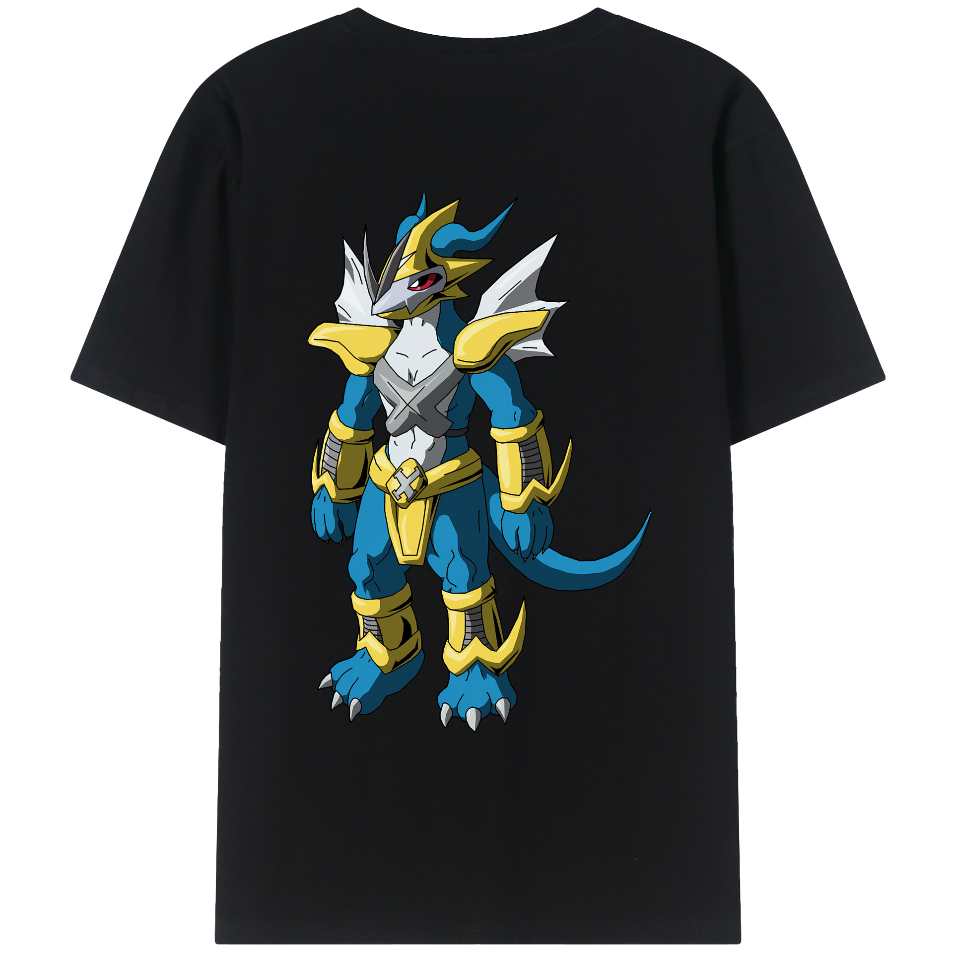 （画像用） Digimon デジタルモンスター/デジモン 綿100％ メンズ半袖Tシャツ（バックプリント） 通気性