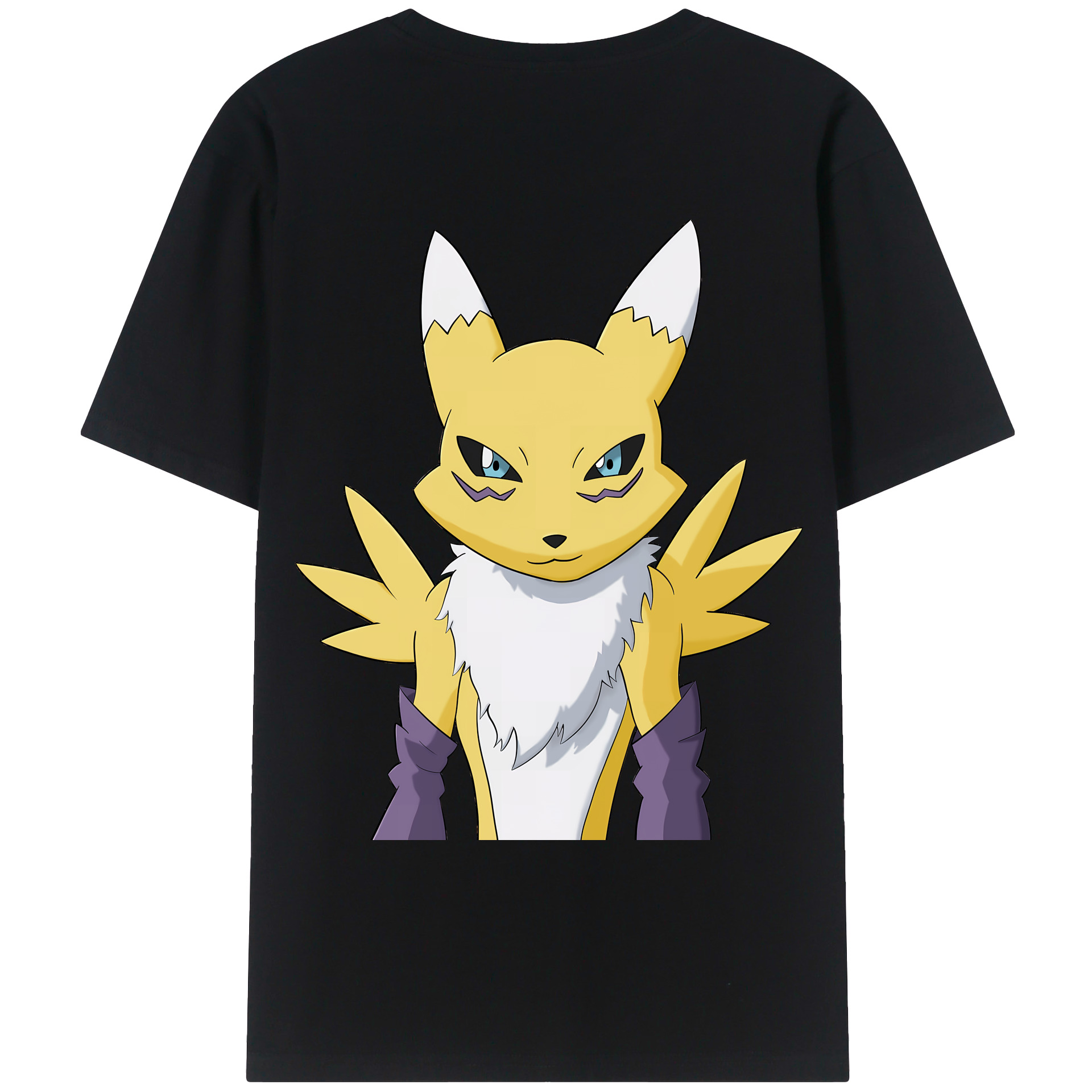 （画像用） Digimon デジタルモンスター/デジモン 綿100％ メンズ半袖Tシャツ（バックプリント） 通気性