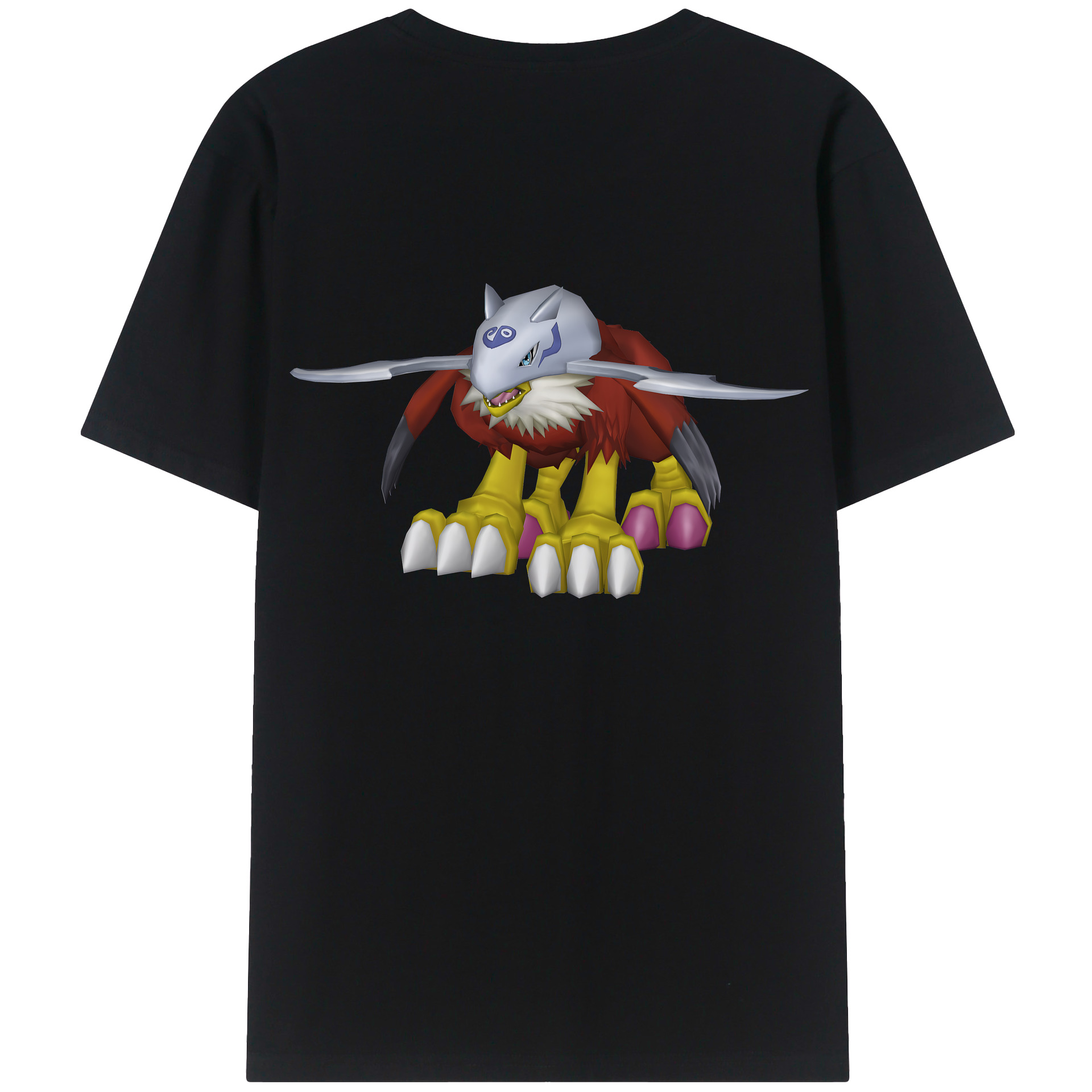 （画像用） Digimon デジタルモンスター/デジモン 綿100％ メンズ半袖Tシャツ（バックプリント） 通気性
