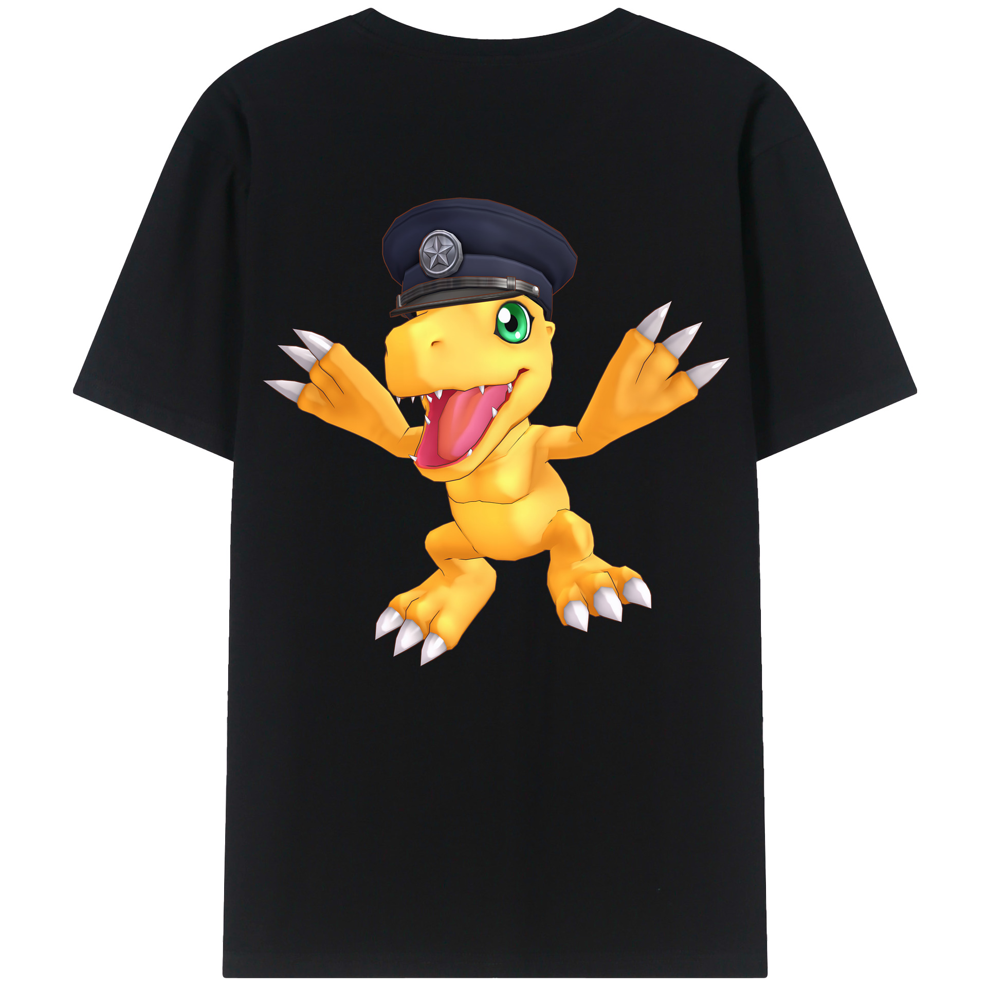 （画像用） Digimon デジタルモンスター/デジモン 綿100％ メンズ半袖Tシャツ（バックプリント） 通気性