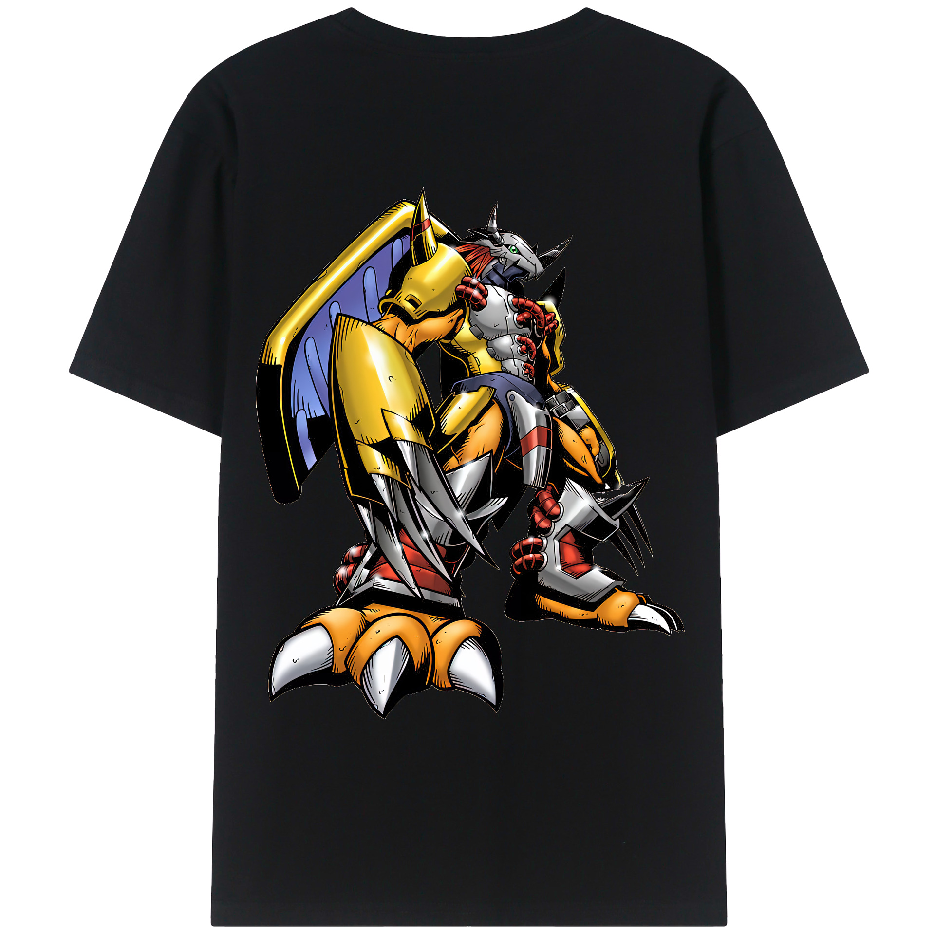 （画像用） Digimon デジタルモンスター/デジモン 綿100％ メンズ半袖Tシャツ（バックプリント） 通気性