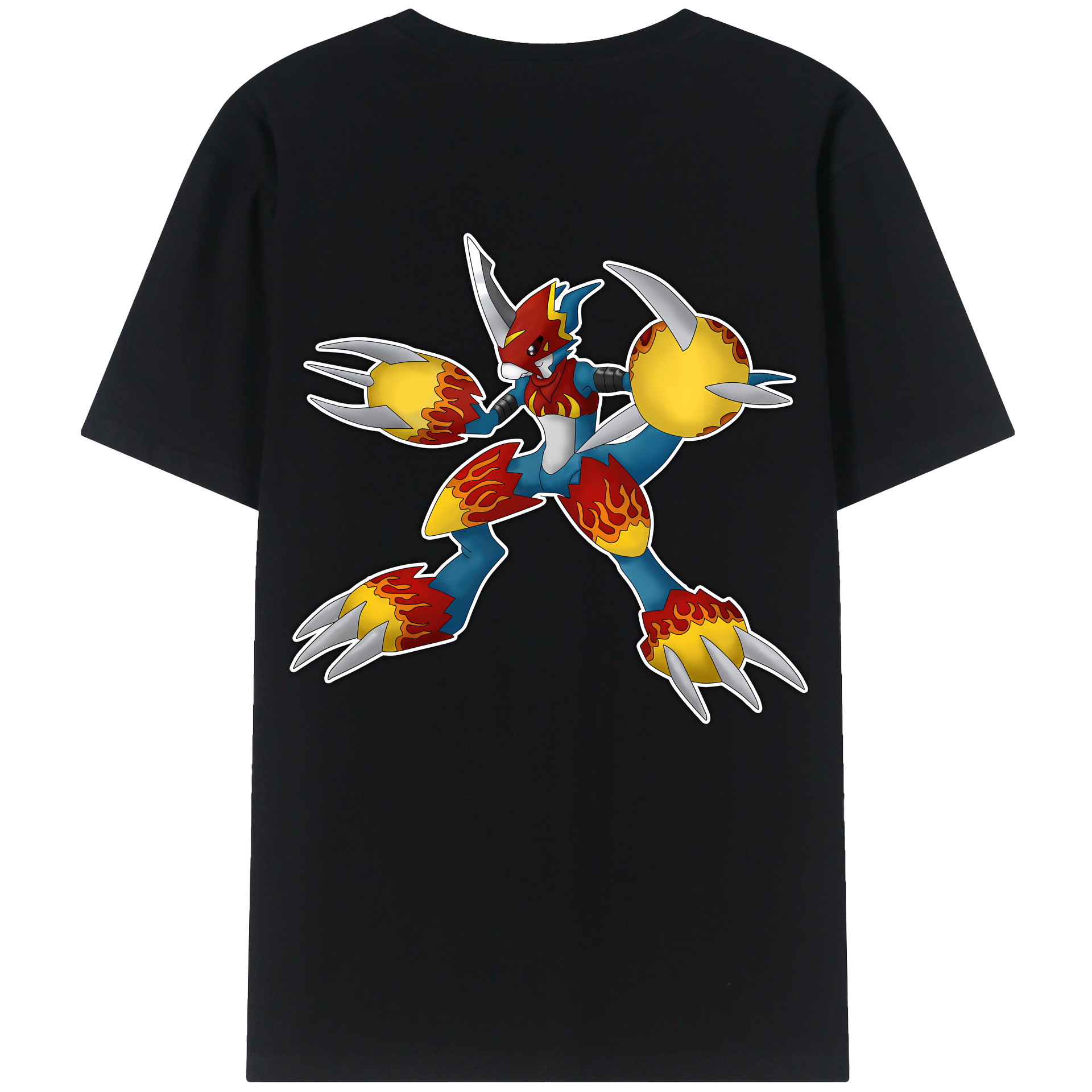 （画像用） Digimon デジタルモンスター/デジモン 綿100％ メンズ半袖Tシャツ（バックプリント） 通気性