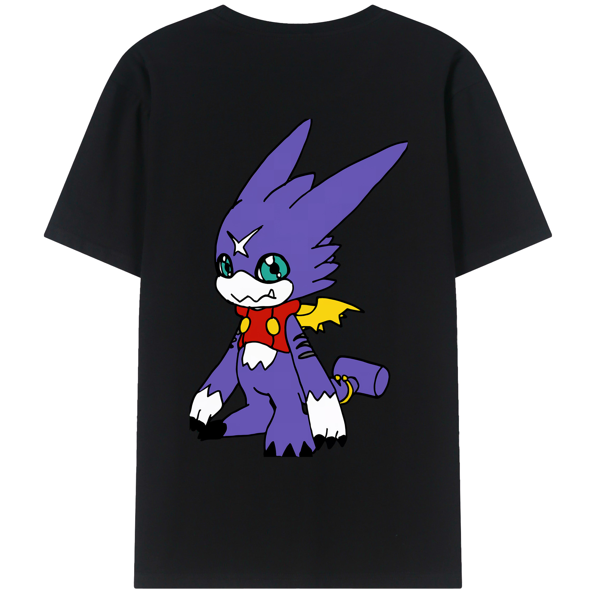 （画像用） Digimon デジタルモンスター/デジモン 綿100％ メンズ半袖Tシャツ（バックプリント） 通気性