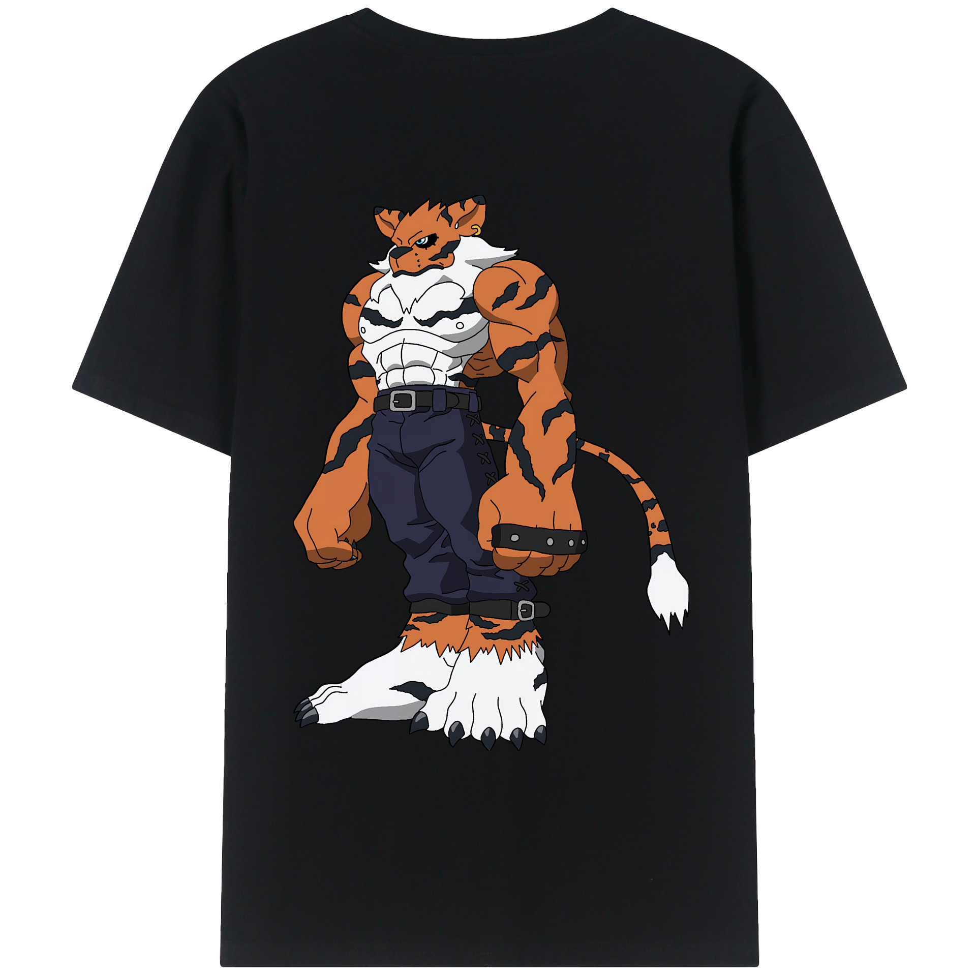 （画像用） Digimon デジタルモンスター/デジモン 綿100％ メンズ半袖Tシャツ（バックプリント） 通気性