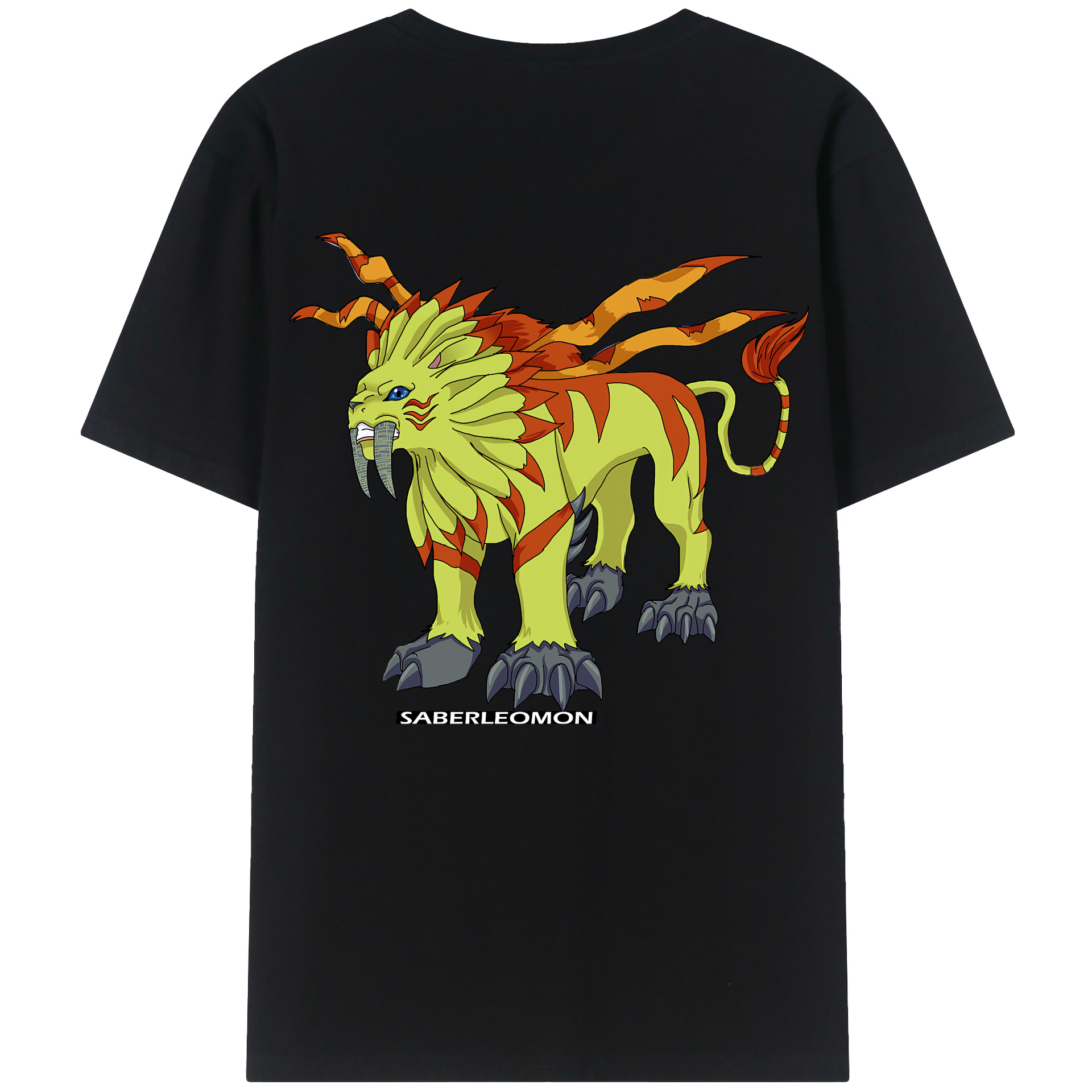 （画像用） Digimon デジタルモンスター/デジモン 綿100％ メンズ半袖Tシャツ（バックプリント） 通気性