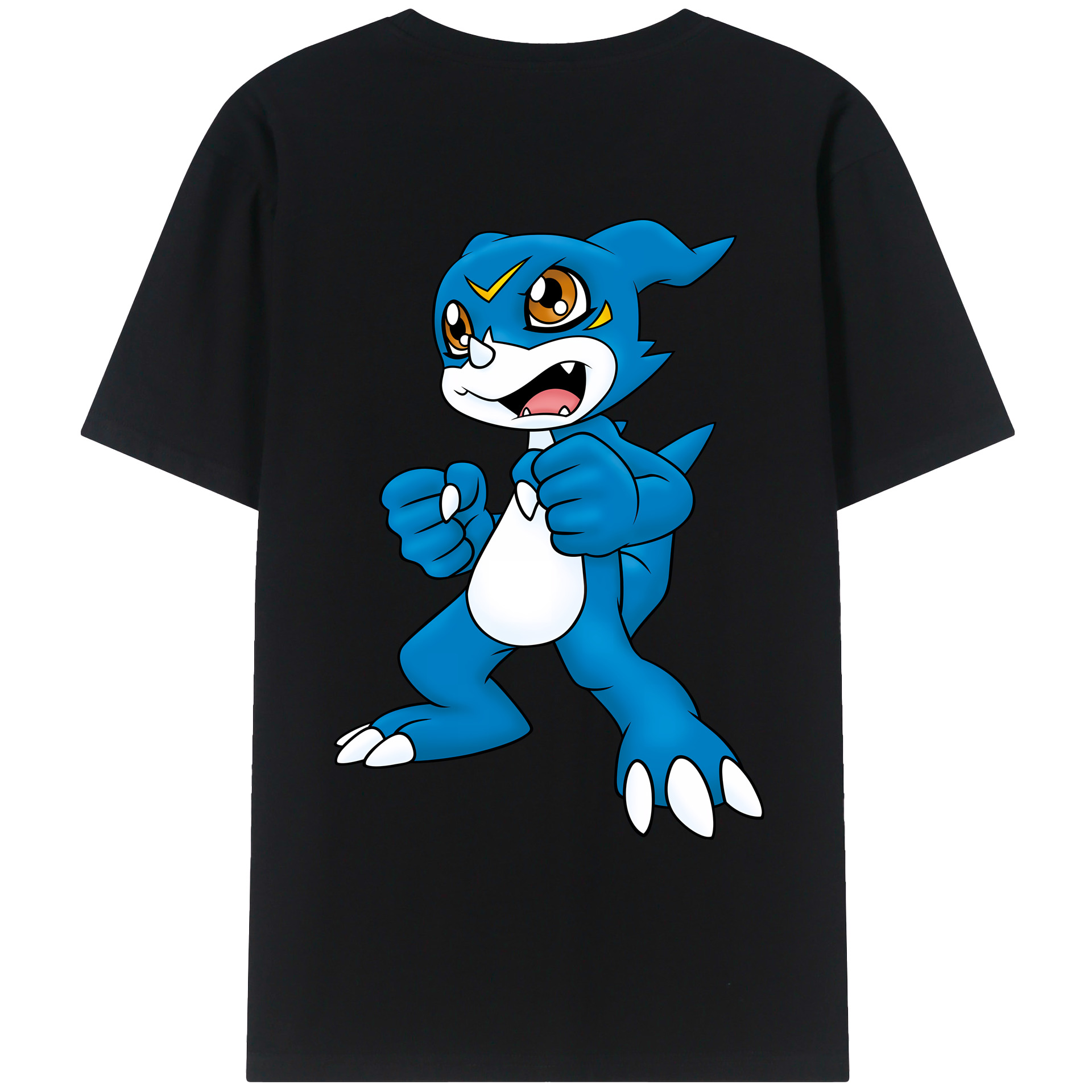 （画像用） Digimon デジタルモンスター/デジモン 綿100％ メンズ半袖Tシャツ（バックプリント） 通気性