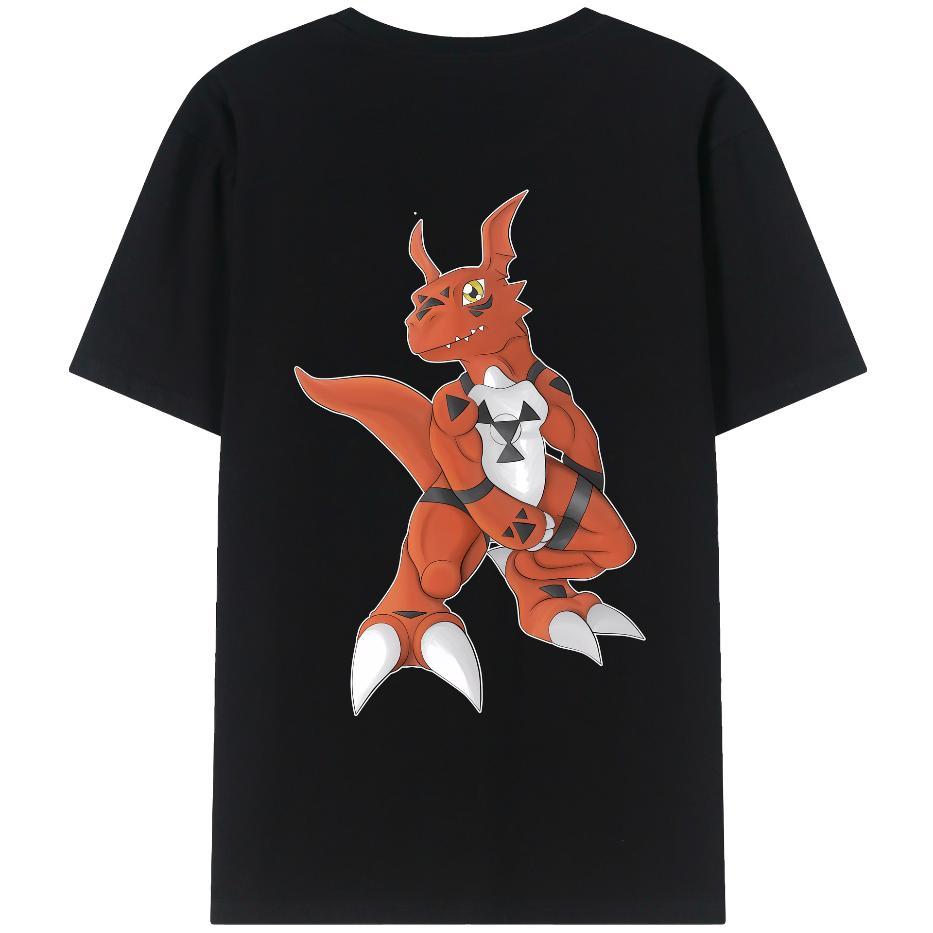 （画像用） Digimon デジタルモンスター/デジモン 綿100％ メンズ半袖Tシャツ（バックプリント） 通気性