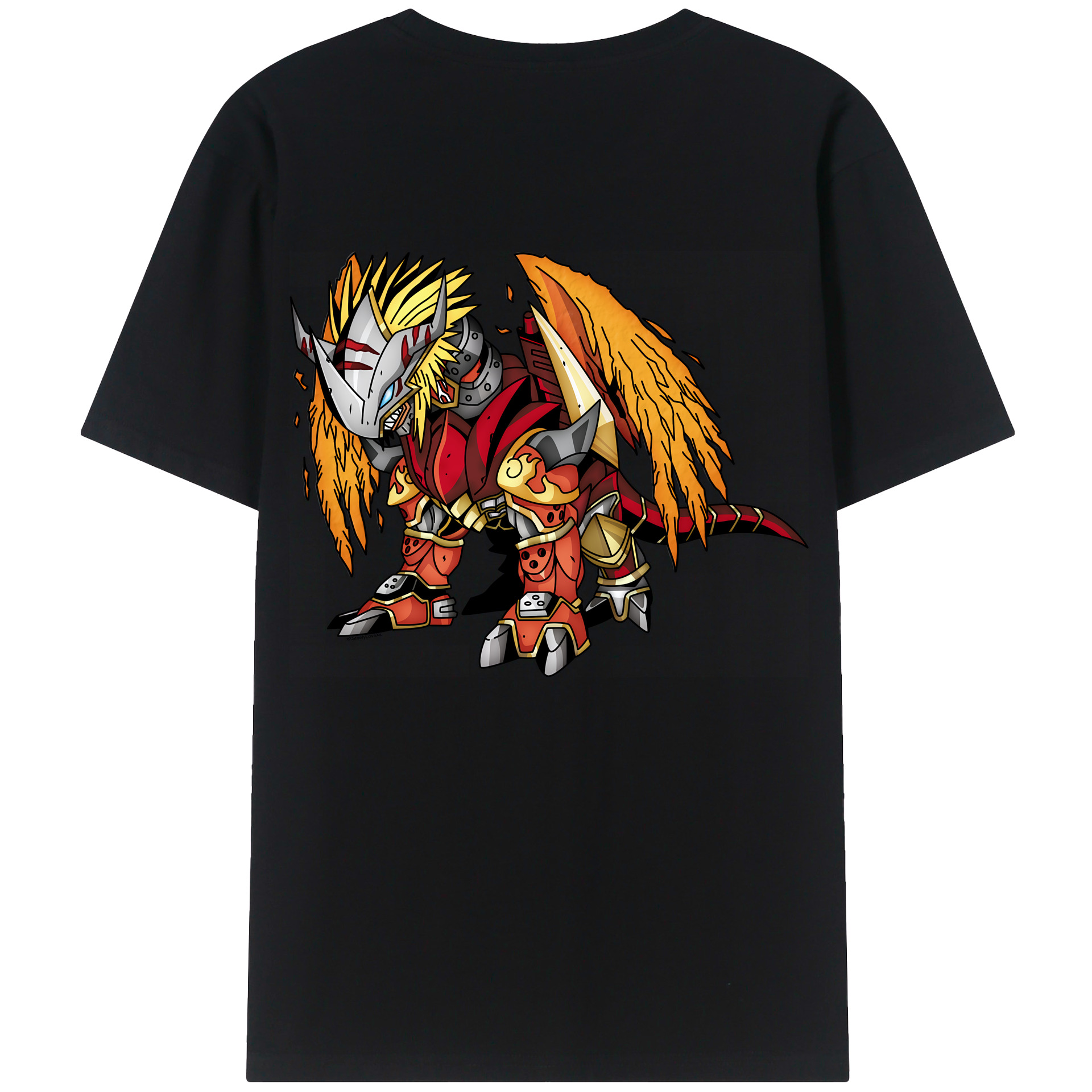 （画像用） Digimon デジタルモンスター/デジモン 綿100％ メンズ半袖Tシャツ（バックプリント） 通気性