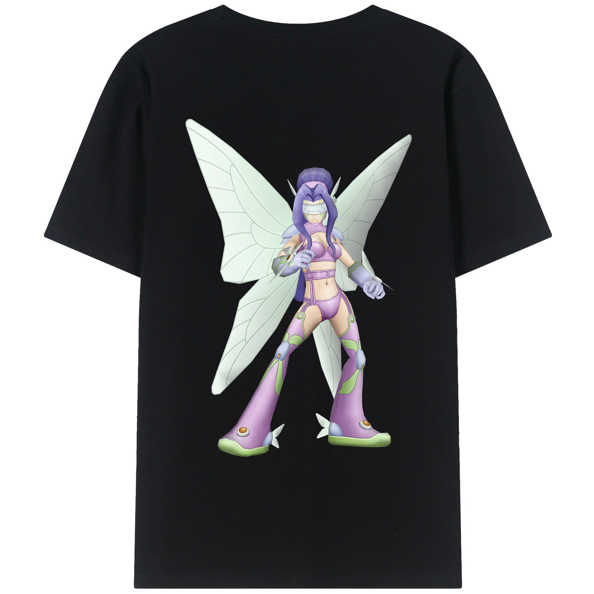 （画像用） Digimon デジタルモンスター/デジモン 綿100％ メンズ半袖Tシャツ（バックプリント） 通気性