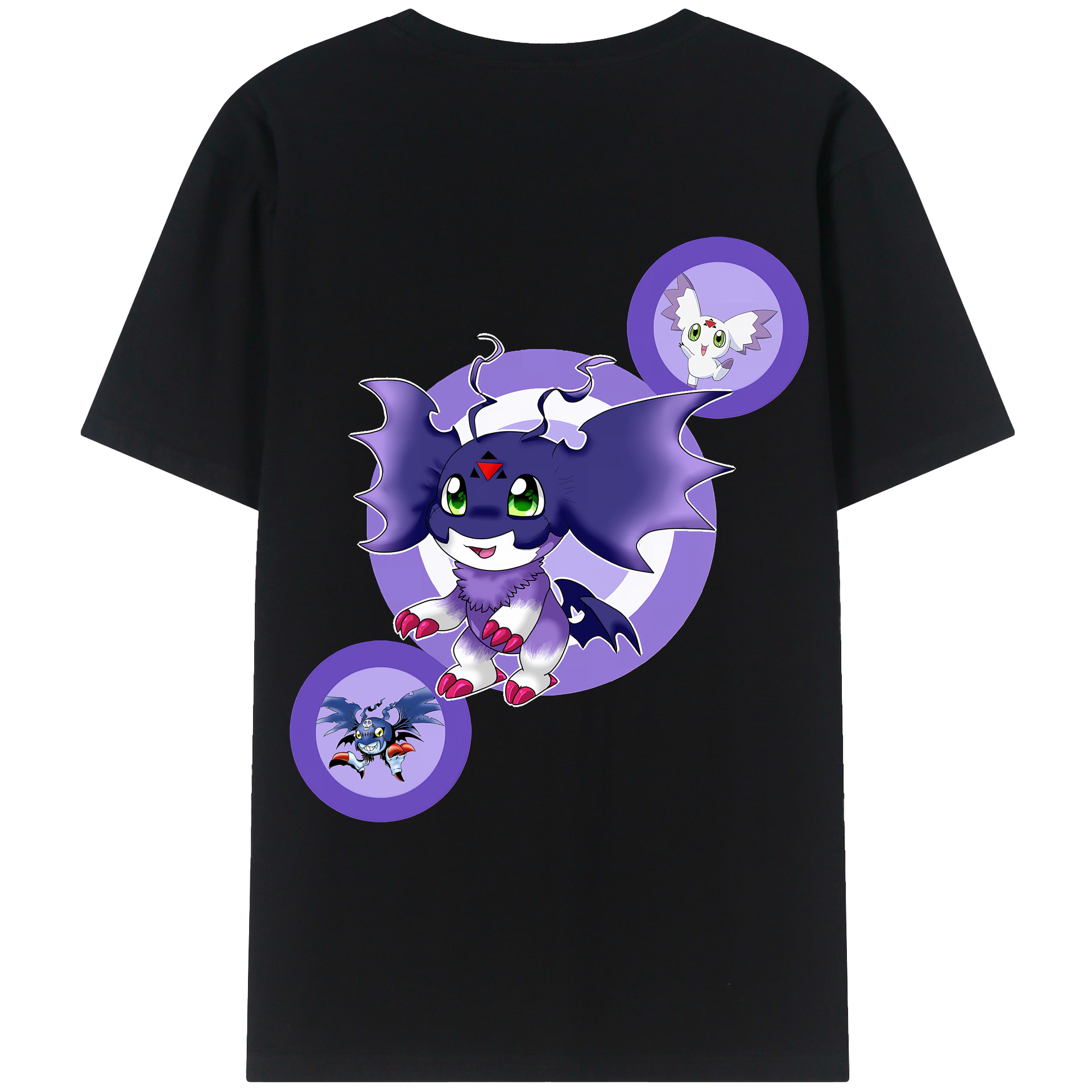 （画像用） Digimon デジタルモンスター/デジモン 綿100％ メンズ半袖Tシャツ（バックプリント） 通気性