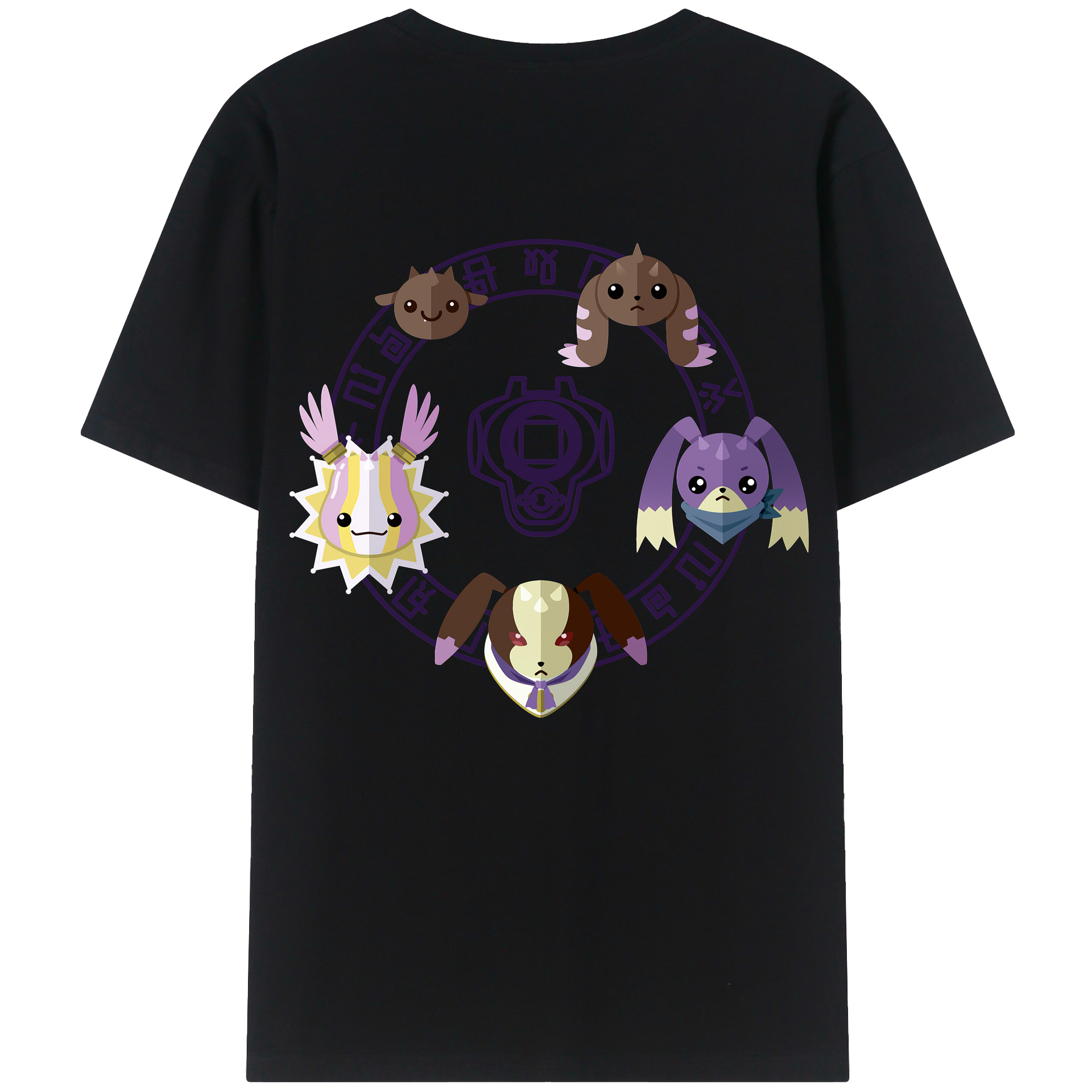 （画像用） Digimon デジタルモンスター/デジモン 綿100％ メンズ半袖Tシャツ（バックプリント） 通気性